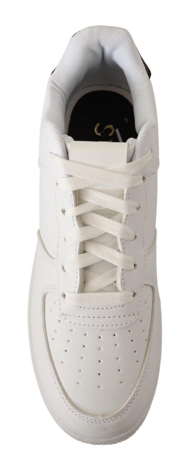 White Leather Perforated Lace Up Sneakers Casual Men Shoes - ventzia