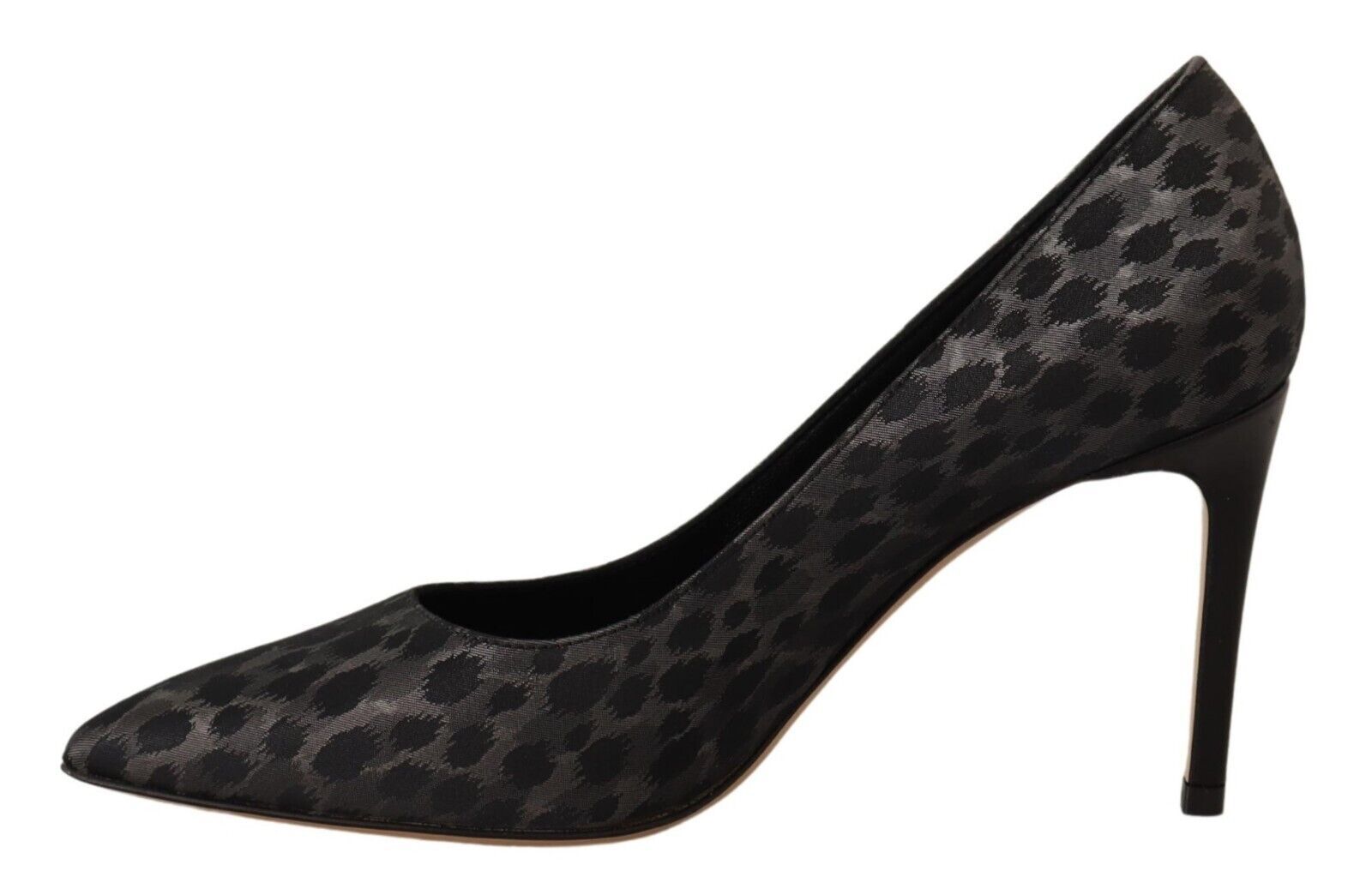 Elegant Black Leopard Print Leather Heels - ventzia