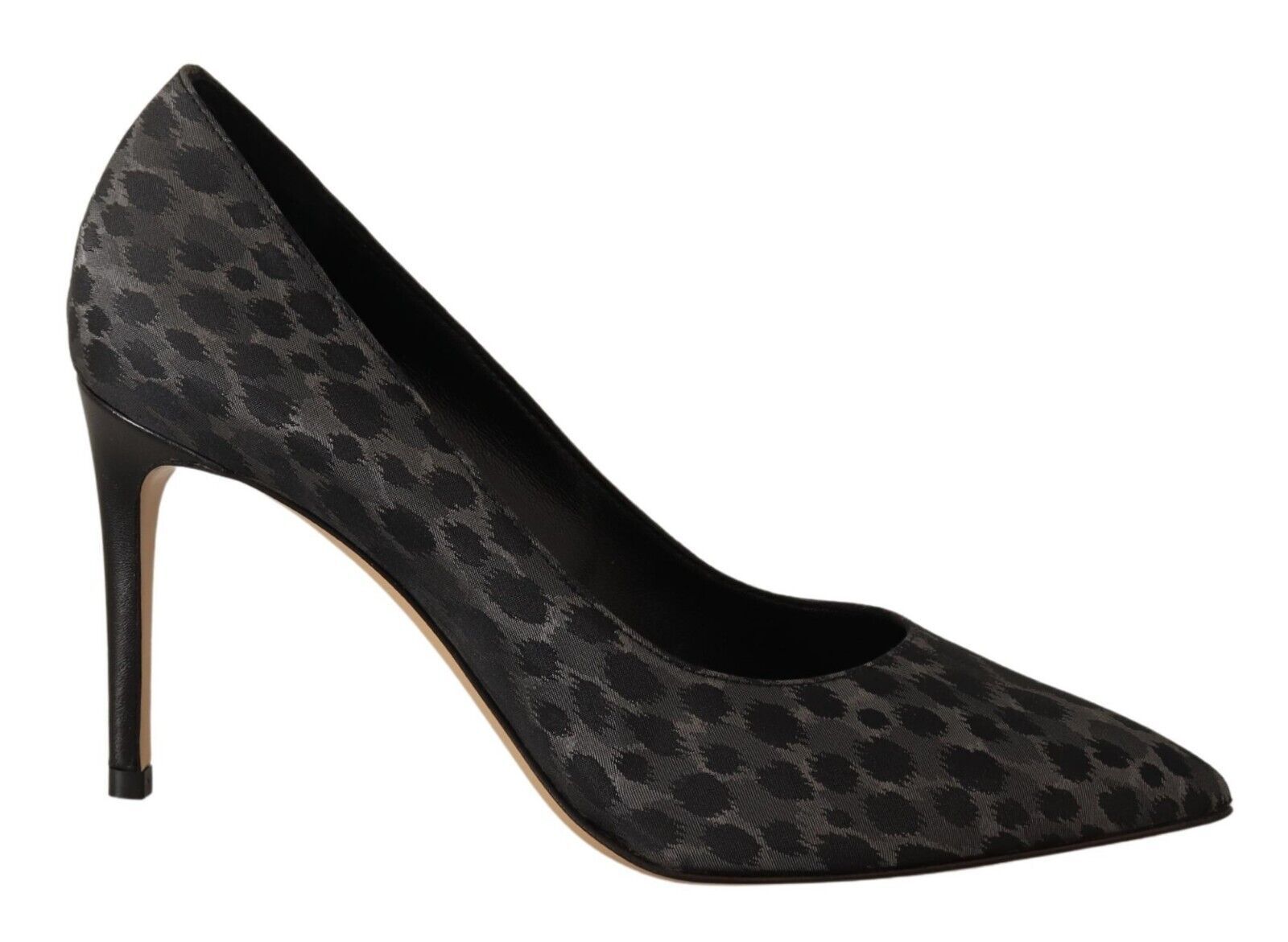 Elegant Black Leopard Print Leather Heels - ventzia