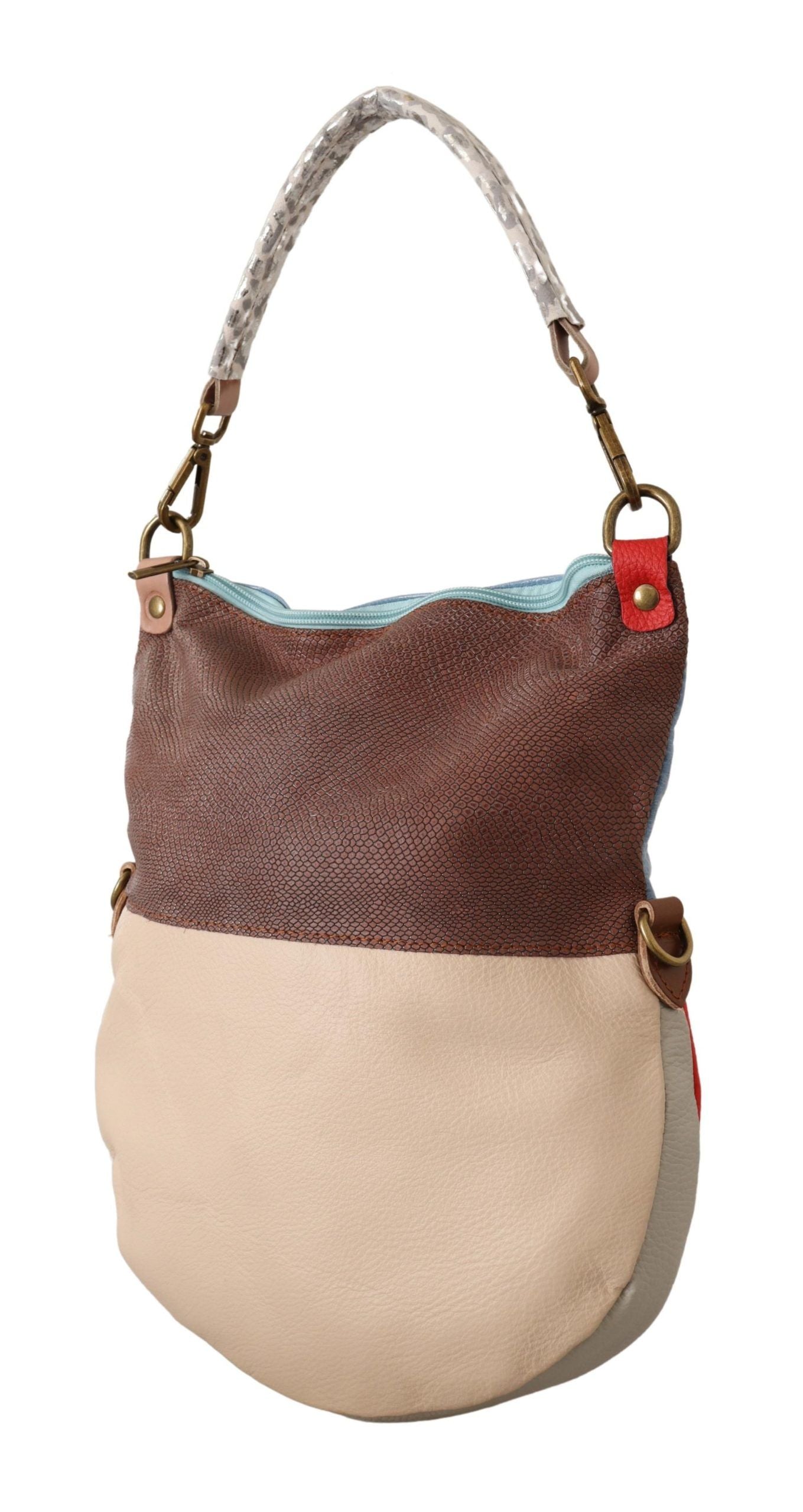 Chic Multicolor Leather Tote with Gold Accents - ventzia