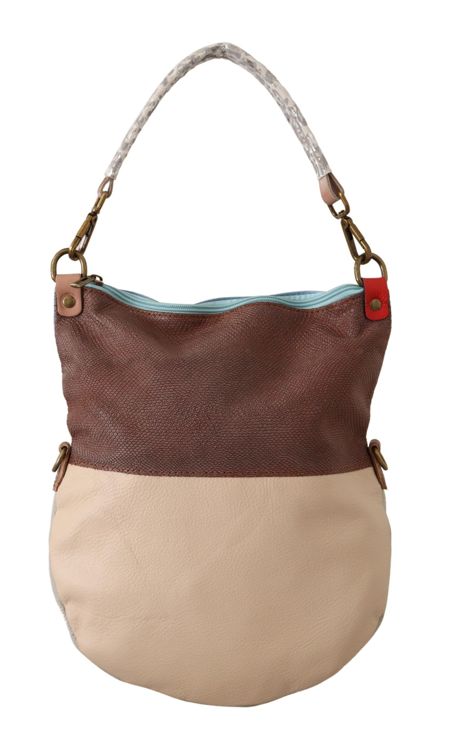 Chic Multicolor Leather Tote with Gold Accents - ventzia