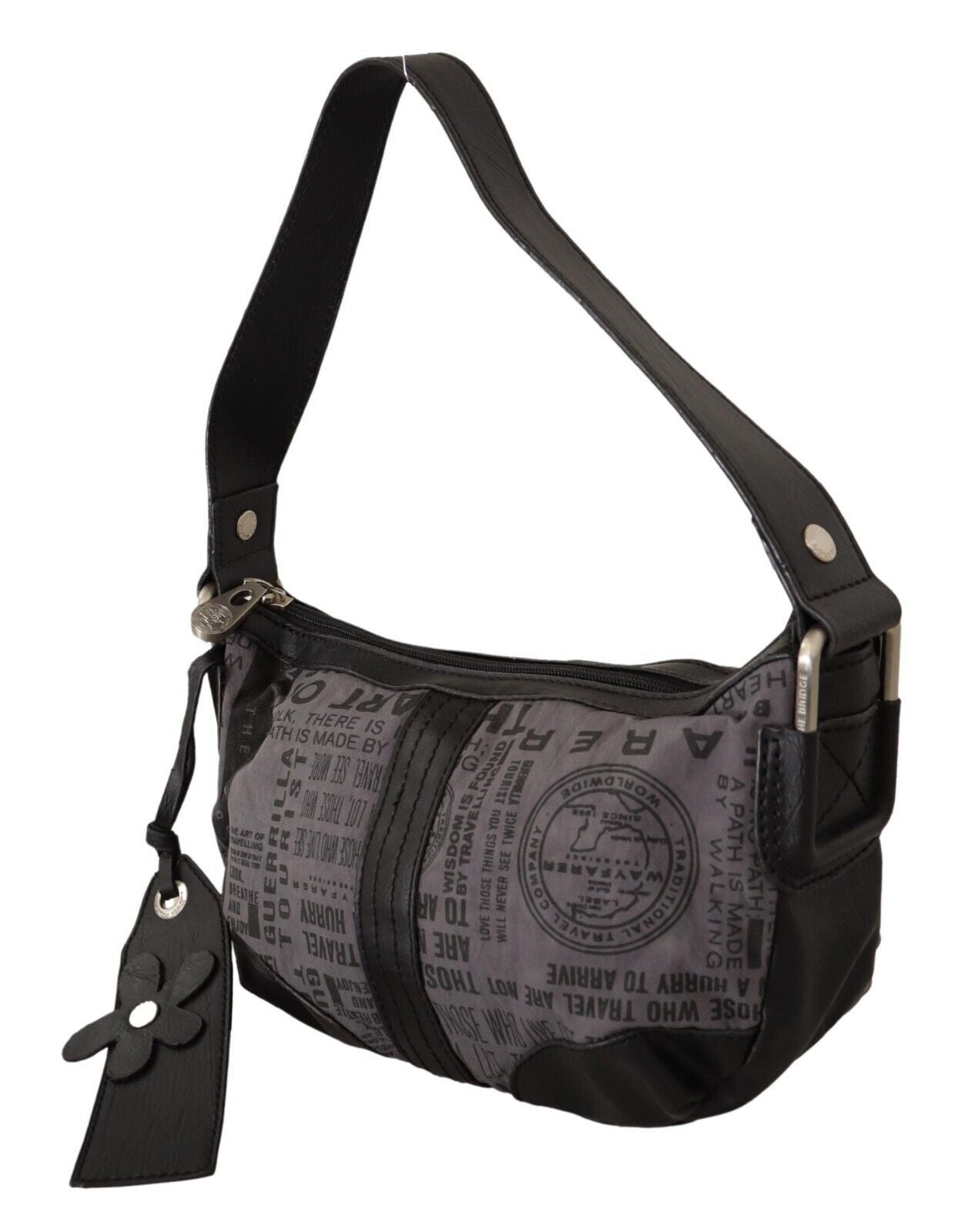 Chic Gray Fabric Shoulder Handbag - ventzia