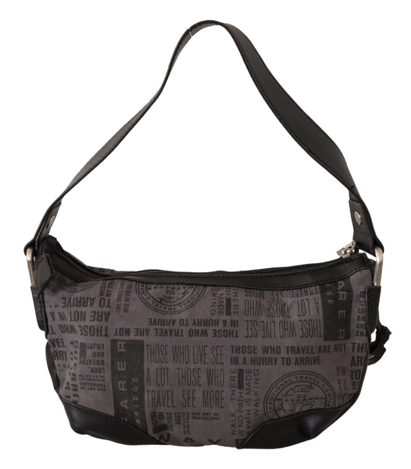 Chic Gray Fabric Shoulder Handbag - ventzia