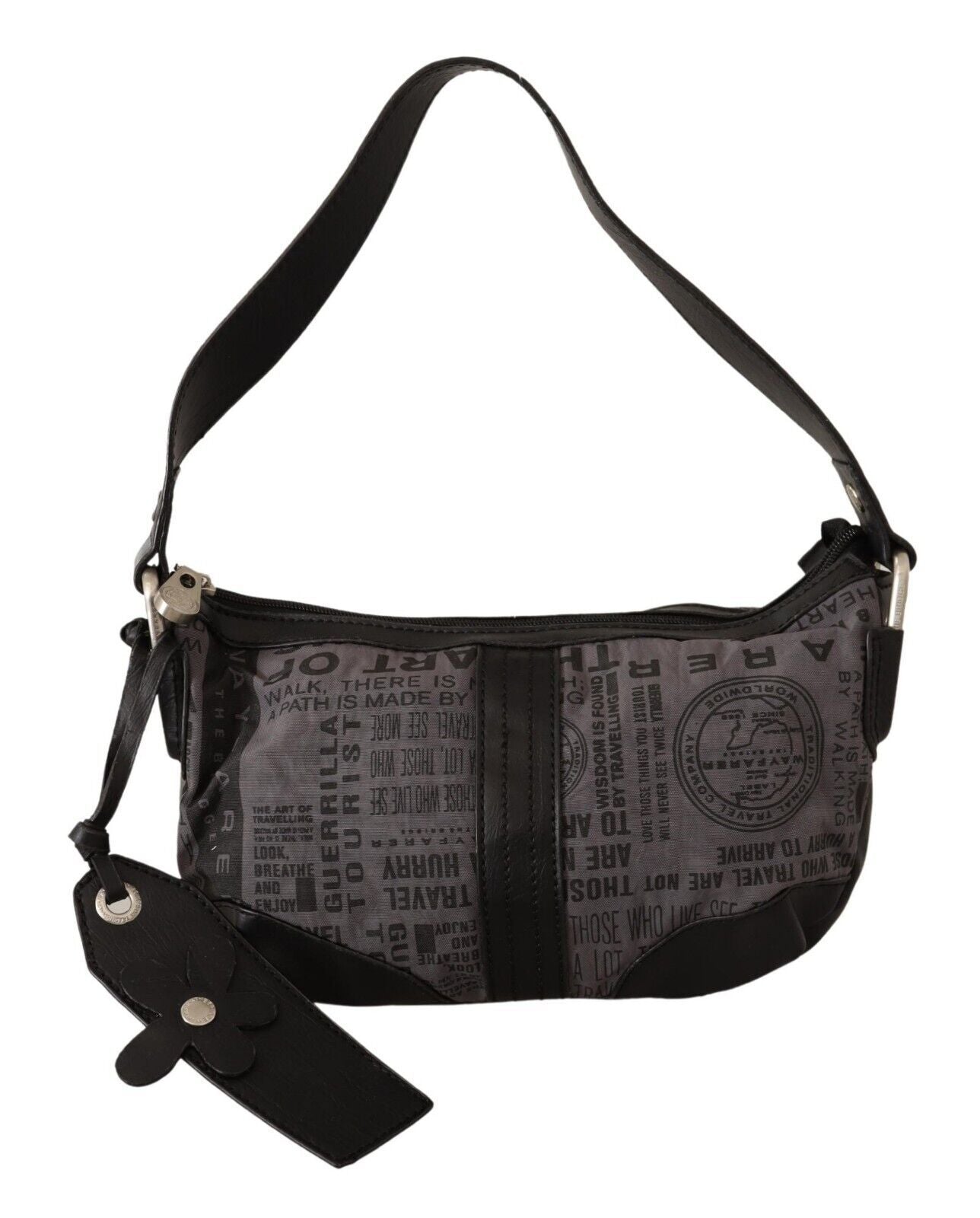 Chic Gray Fabric Shoulder Handbag - ventzia