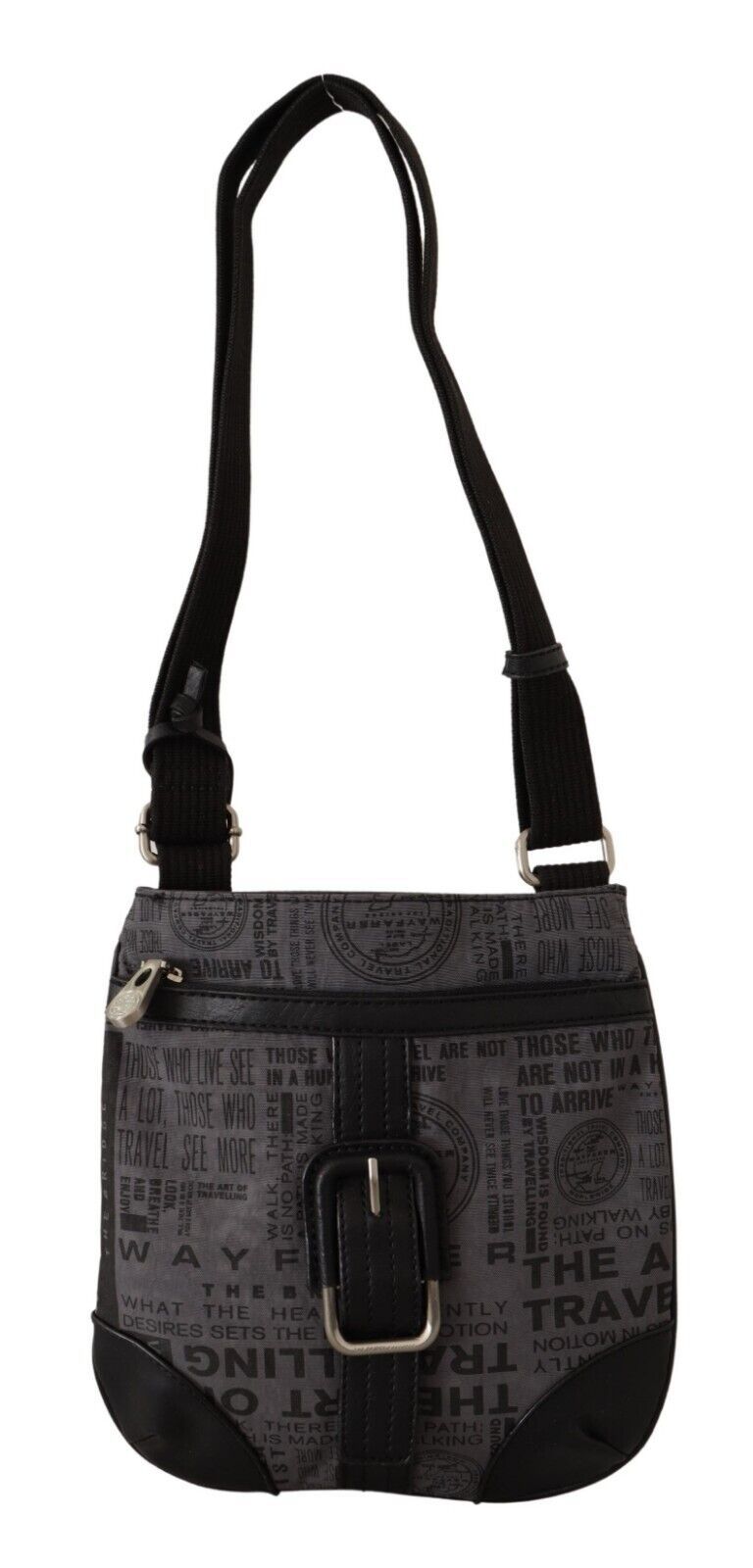 Chic Gray Fabric Crossbody Bag - ventzia