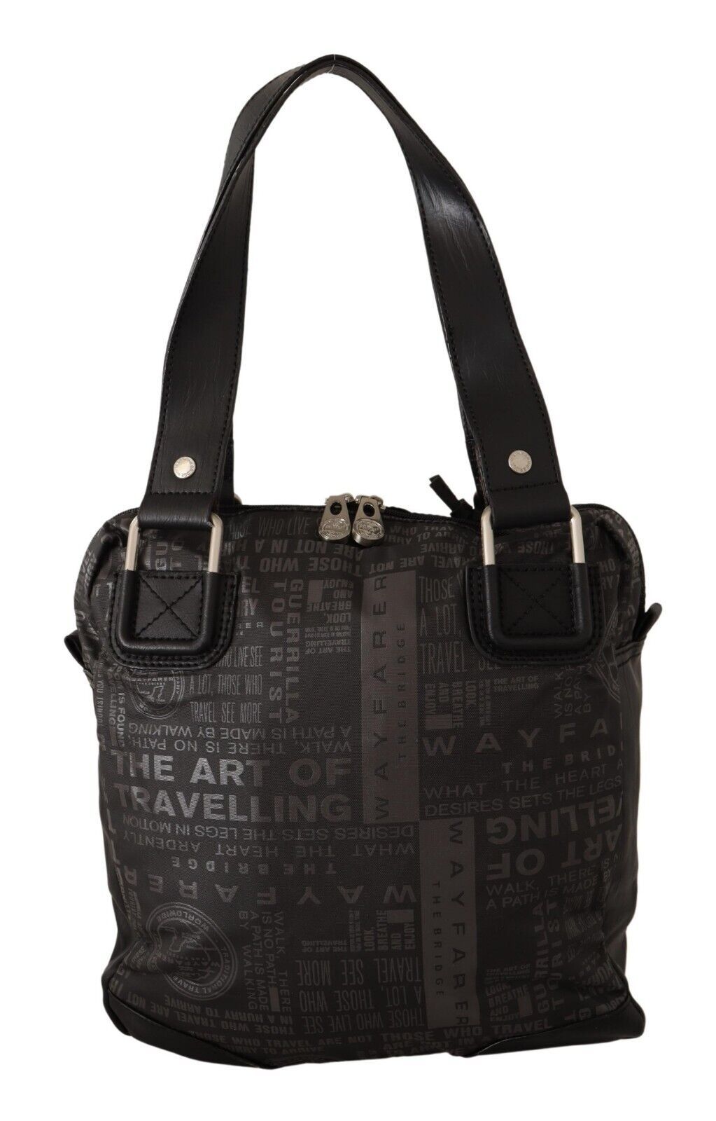 Chic Black and Gray Fabric Shoulder Handbag - ventzia