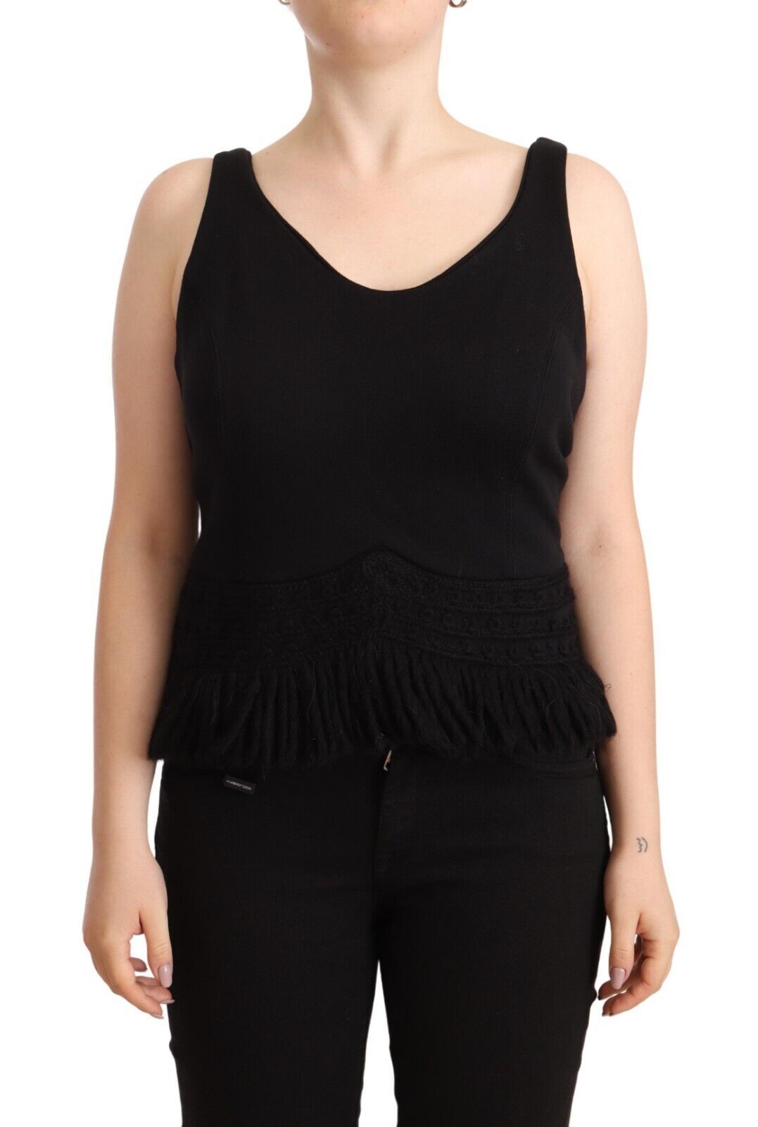 Chic Sleeveless Designer Tank Top in Black - ventzia