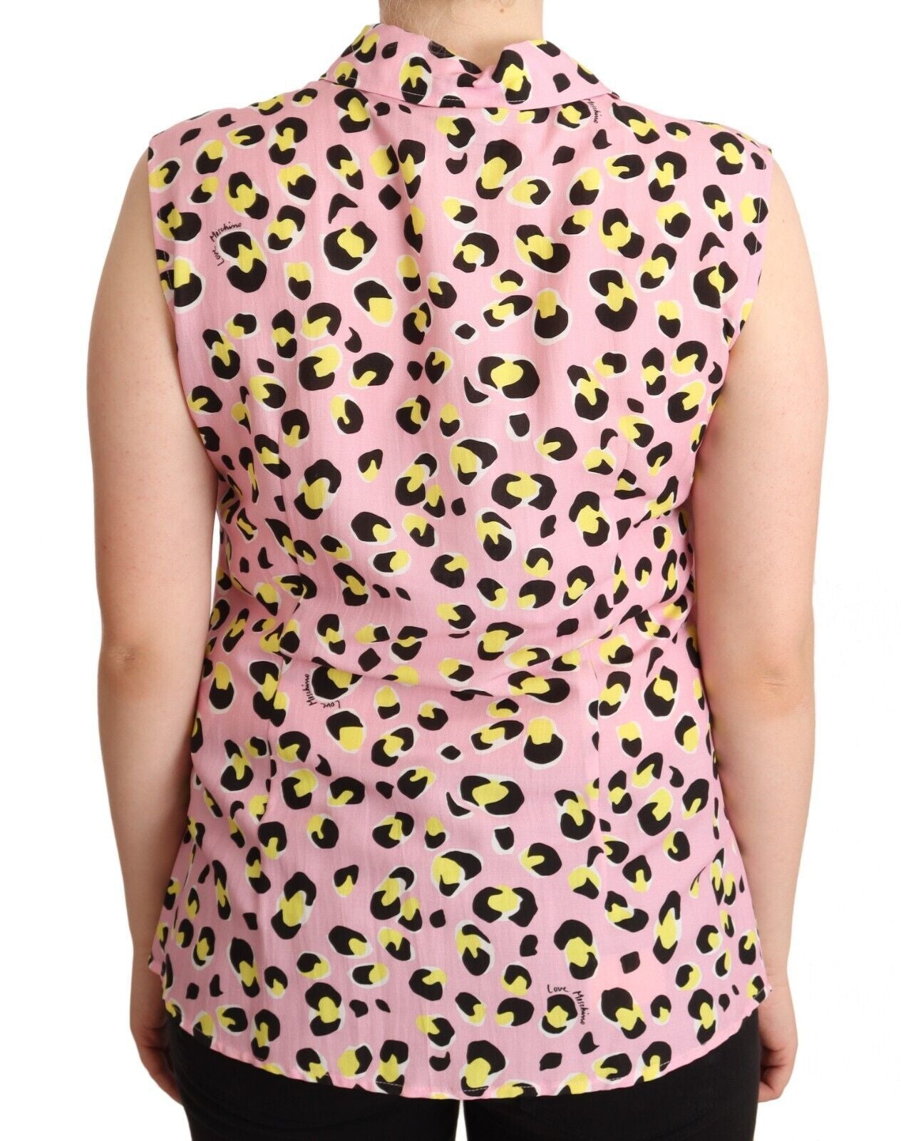 Pink Leopard Print Sleeveless Collared Polo Top - ventzia