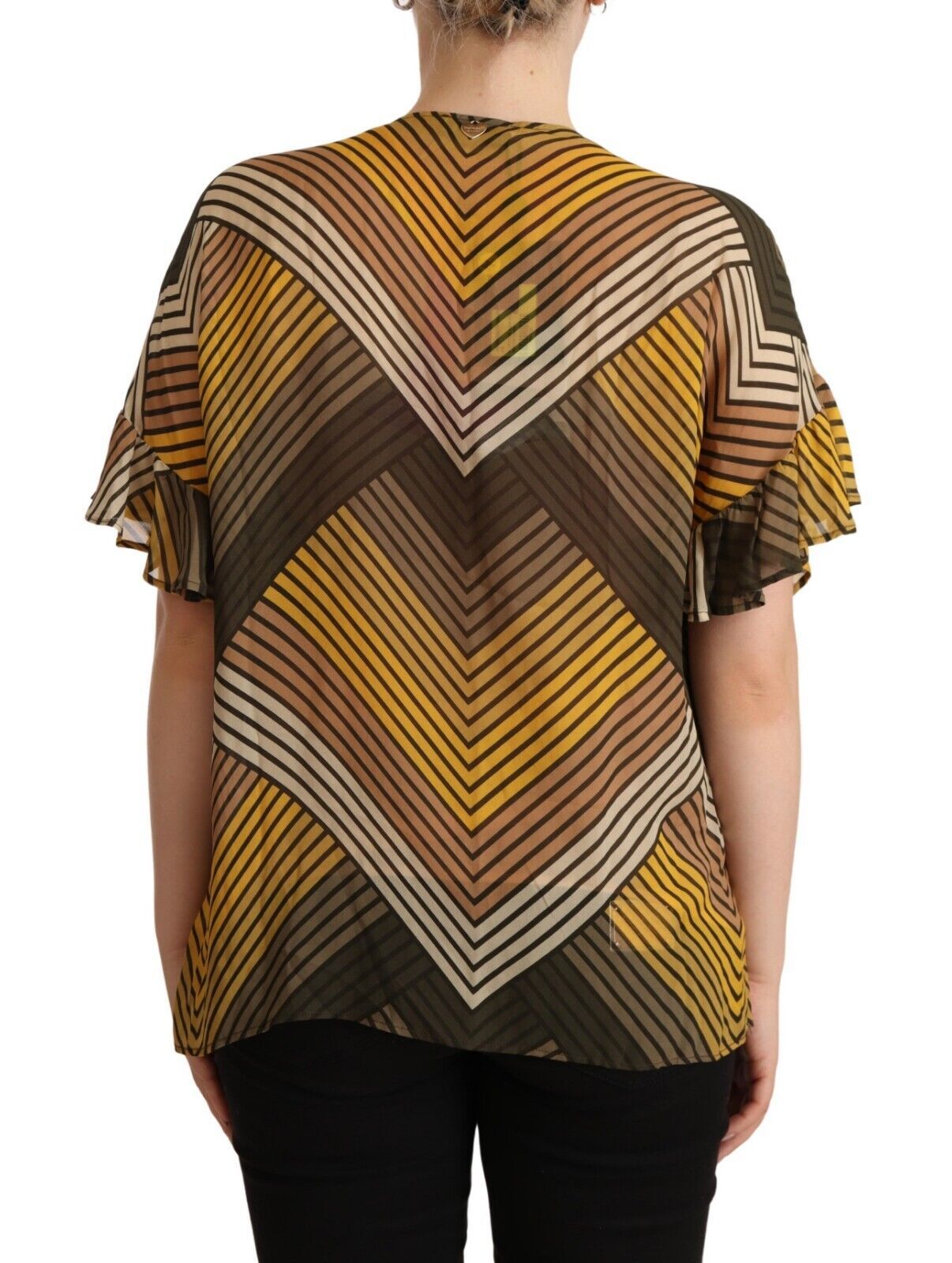 Chic Multicolor Striped Short Sleeve Blouse - ventzia