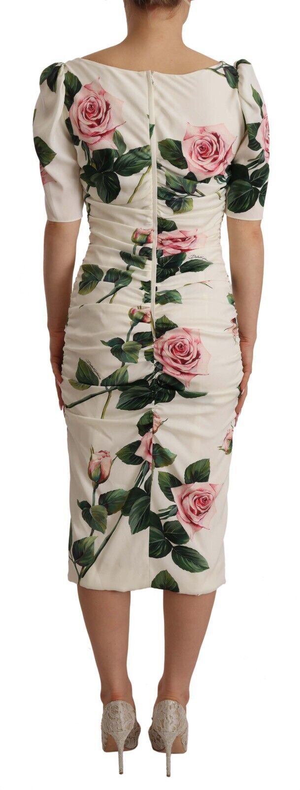 Elegant White Floral Sheath Dress - ventzia