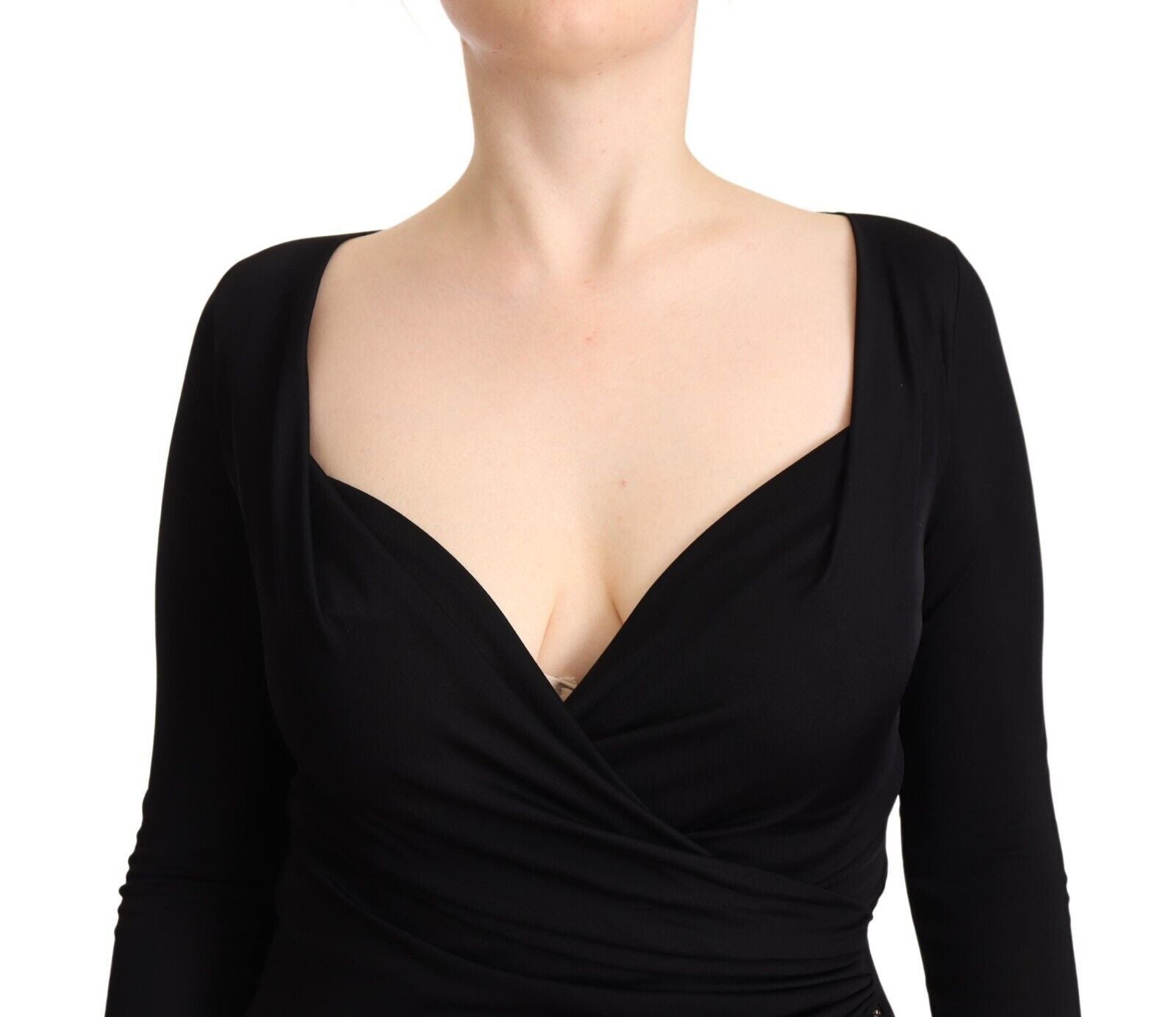Elegant Black Sheath Dress with Sweetheart Neckline - ventzia