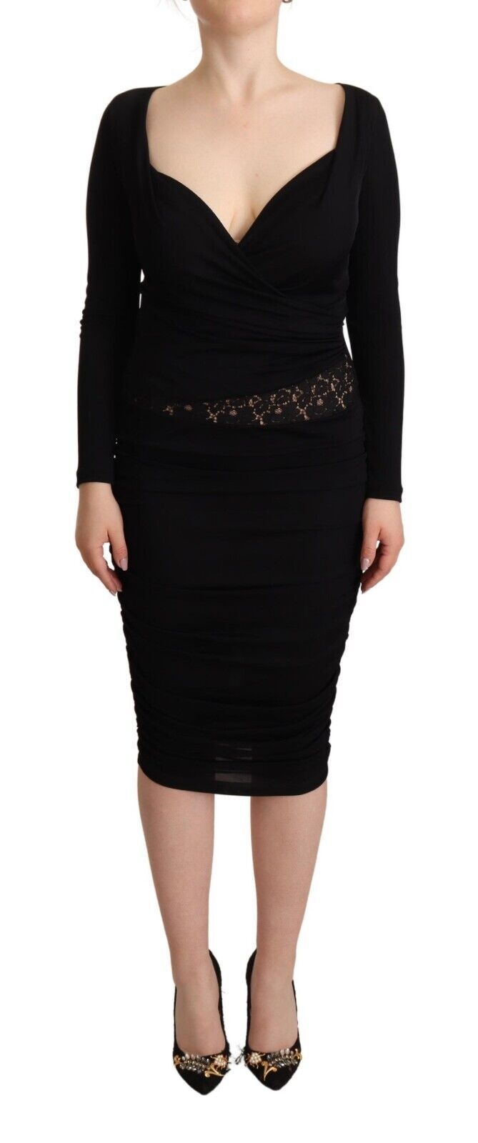 Elegant Black Sheath Dress with Sweetheart Neckline - ventzia