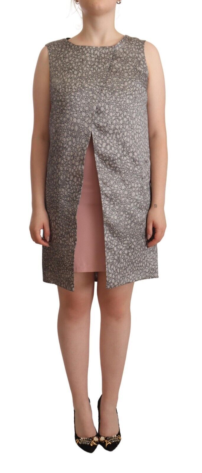 Elegant Silk Shift Dress in Sophisticated Gray - ventzia