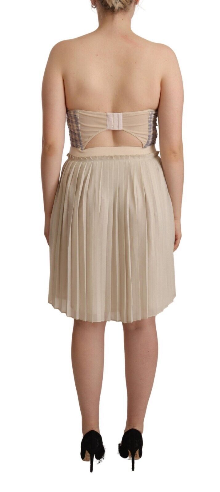 Chic Beige Strapless A-Line Dress - ventzia