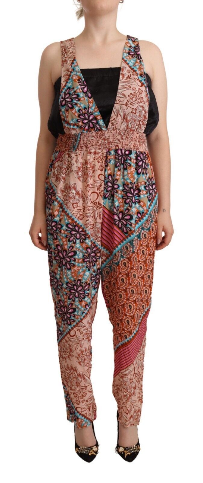 Chic Multicolor Sleeveless V-Neck Jumpsuit - ventzia