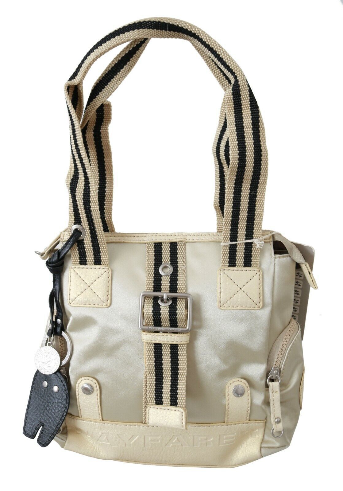 Chic Beige Fabric Handbag - ventzia