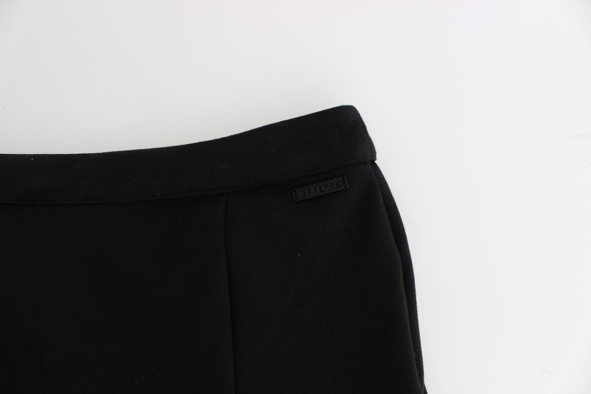 Chic Black Pencil Skirt Knee Length with Side Zip - ventzia