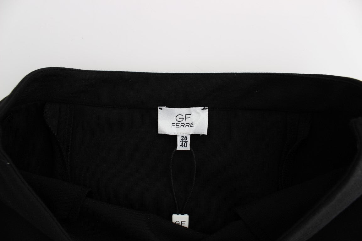 Chic Black Pencil Skirt Knee Length with Side Zip - ventzia