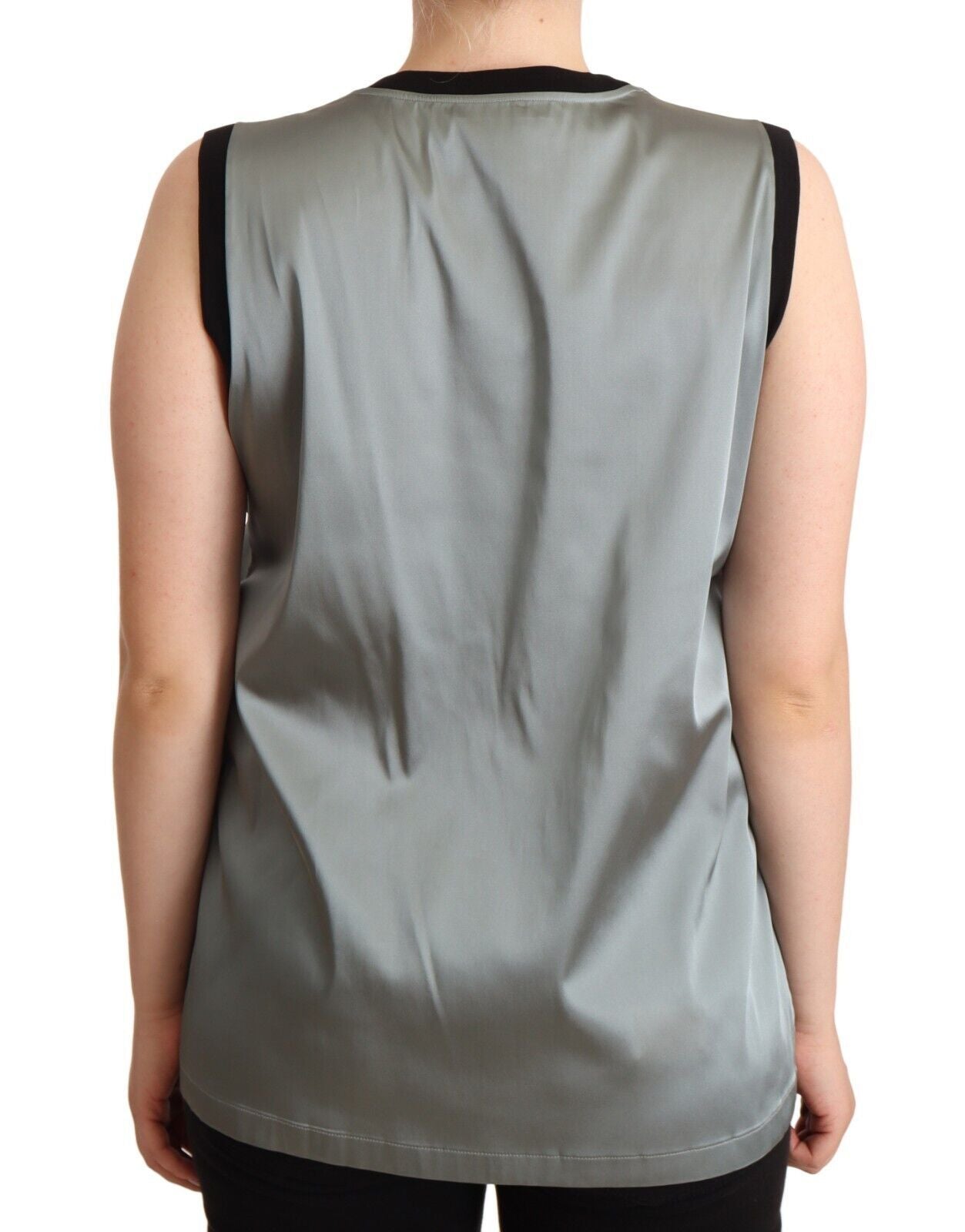 Elegant Silver Sleeveless Blouse - ventzia