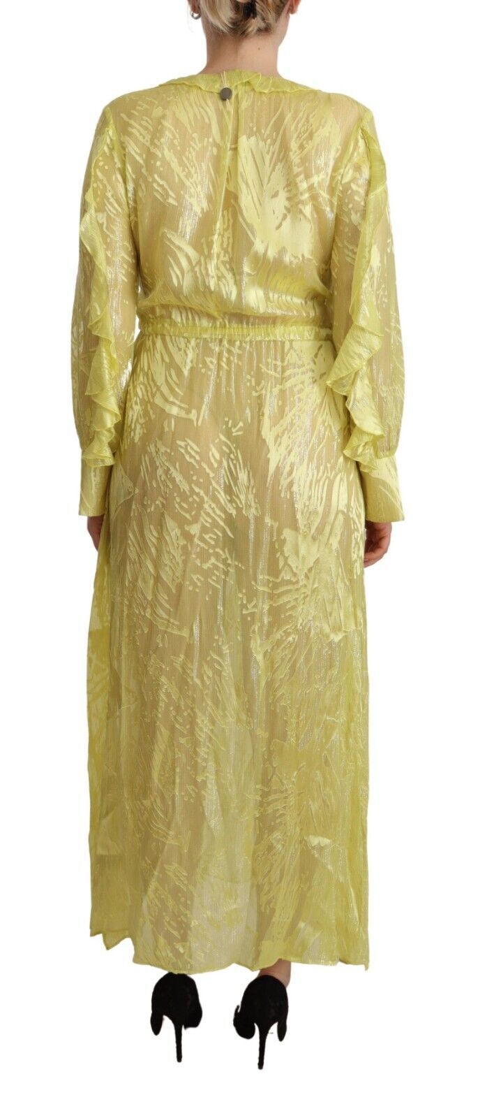 Sunshine Silk Blend Maxi Dress - Long Sleeves & Plunge - ventzia