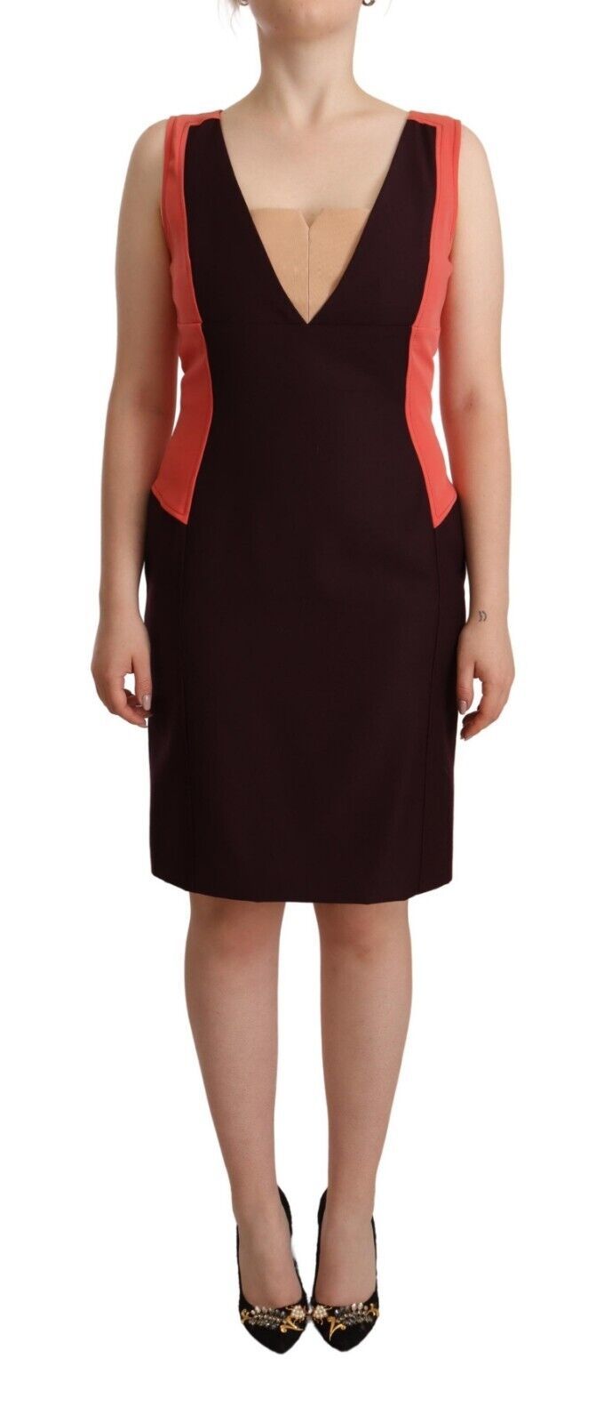 Multicolor V-Neck Sleeveless Sheath Dress - ventzia