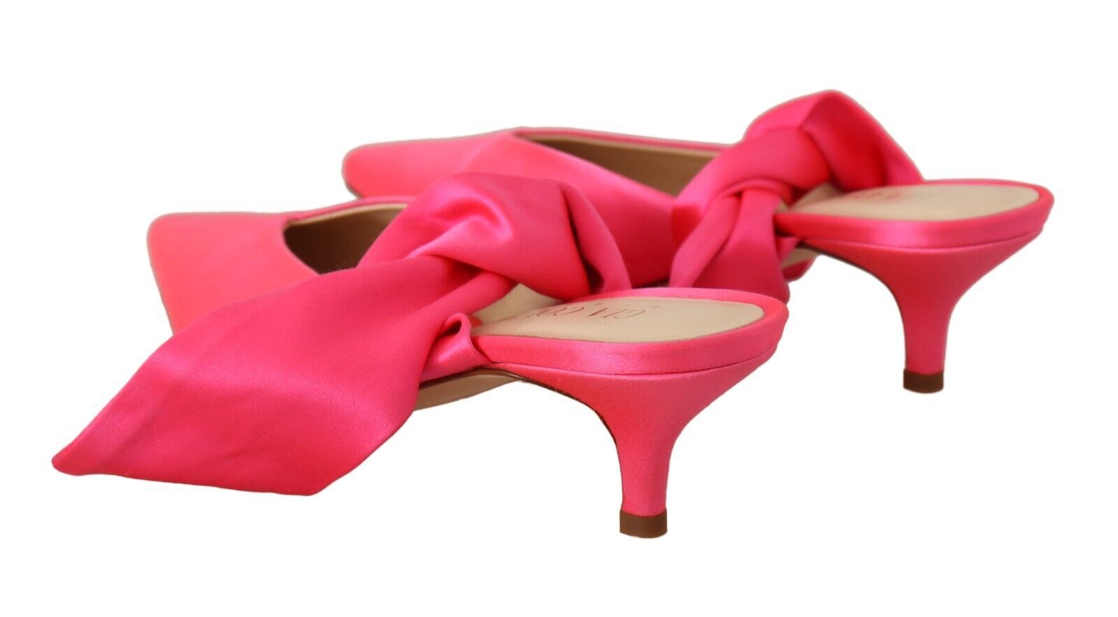 Pink Leather Lace Up Kitten Heels Pumps Shoes - ventzia