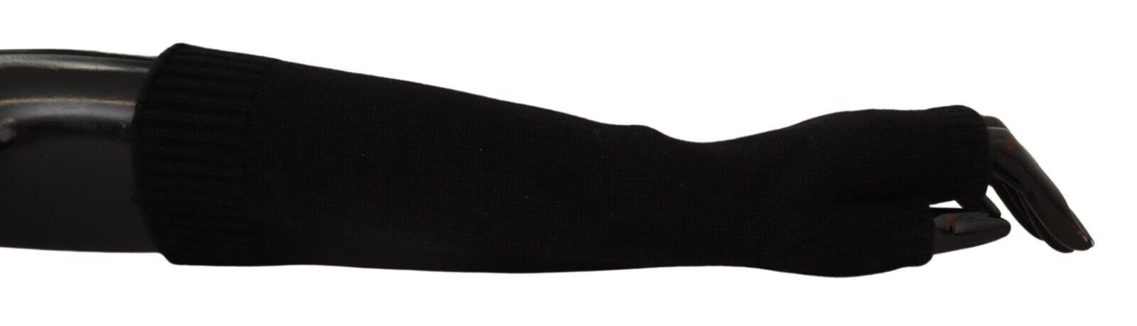 Elegant Black Cashmere Fingerless Gloves - ventzia