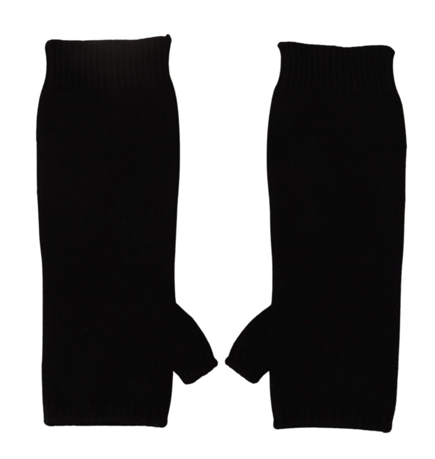 Elegant Black Cashmere Fingerless Gloves - ventzia