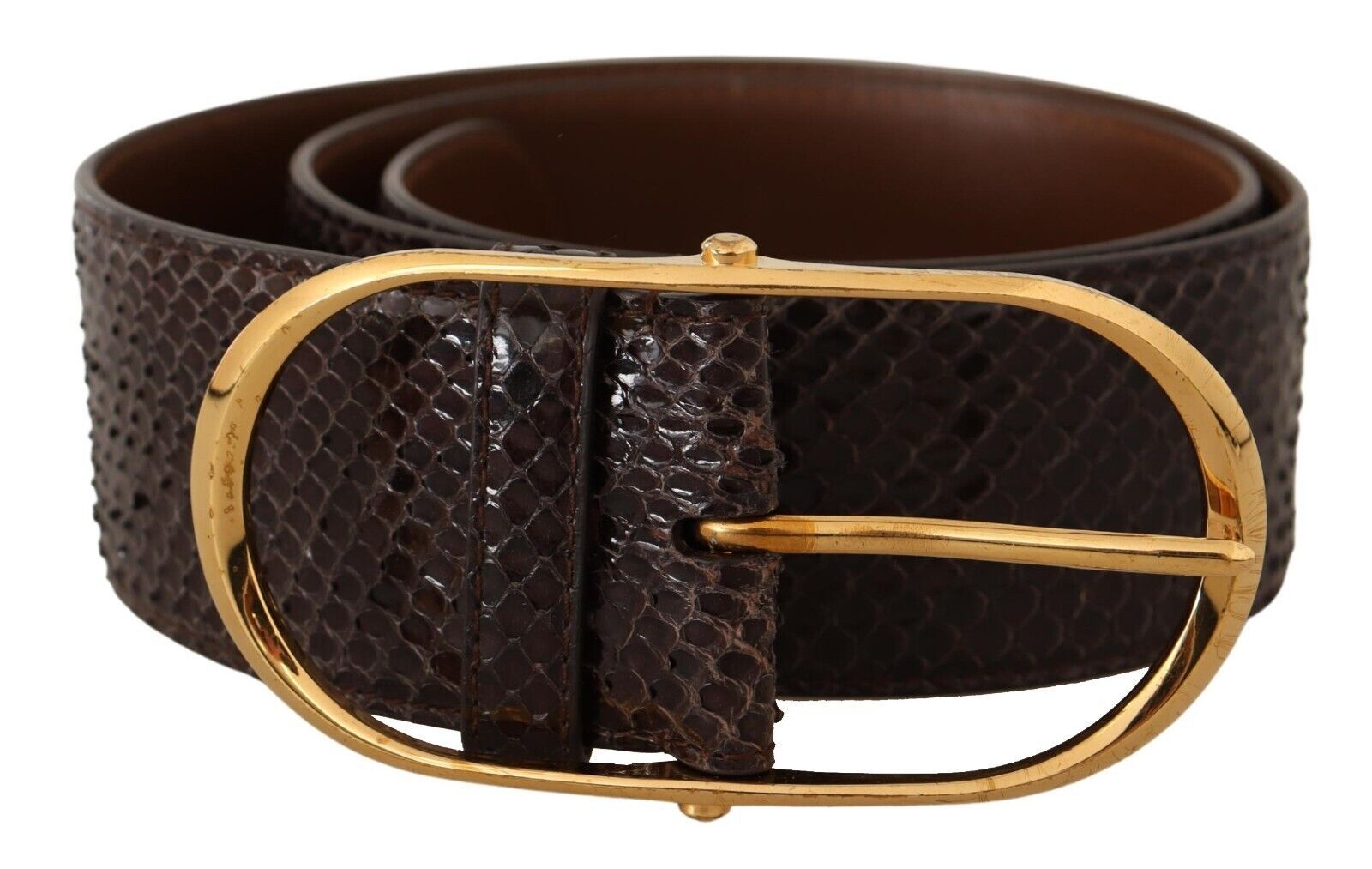 Elegant Python Leather Belt with Gold Buckle - ventzia