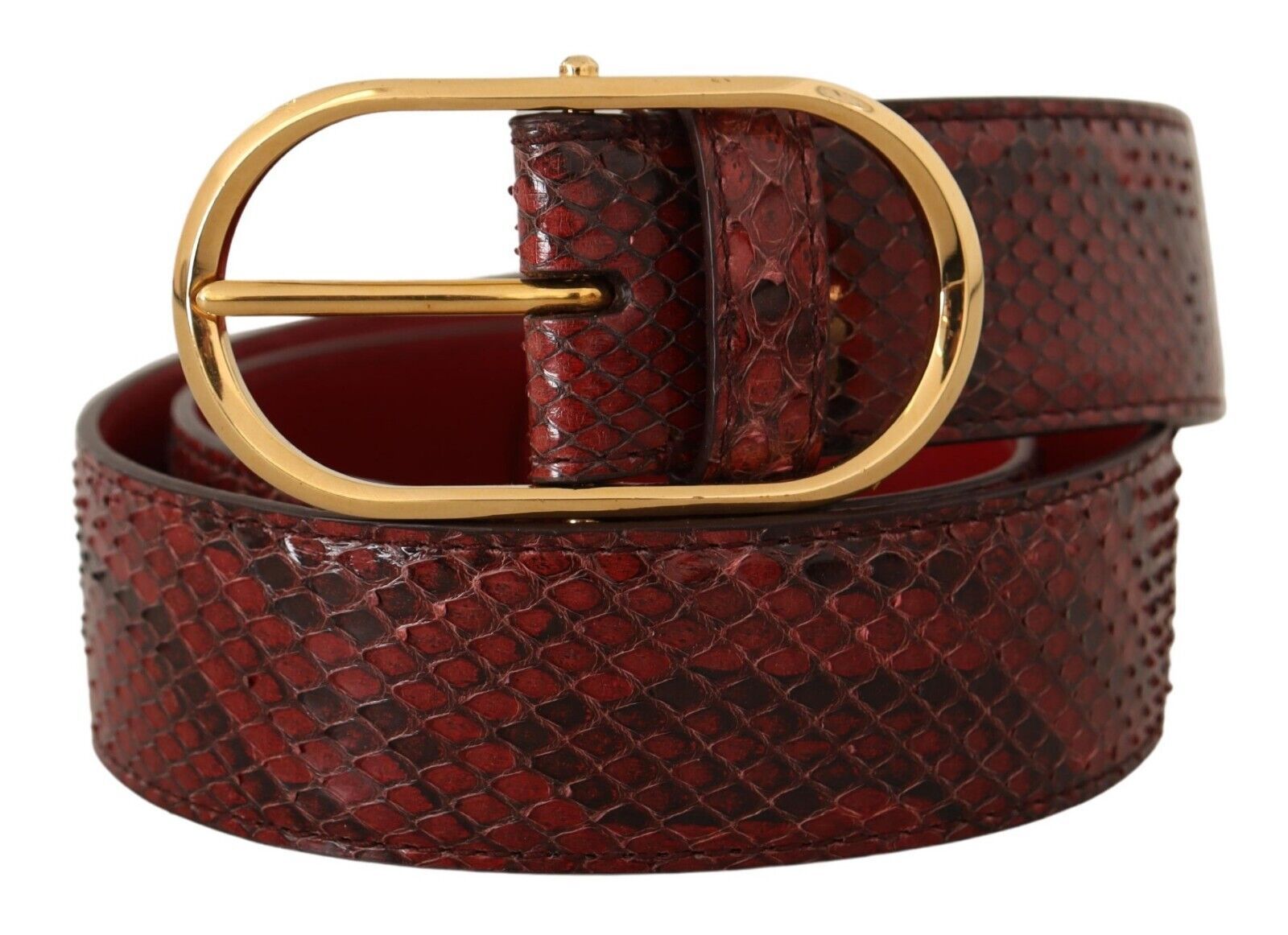 Elegant Red Snakeskin Leather Belt - ventzia