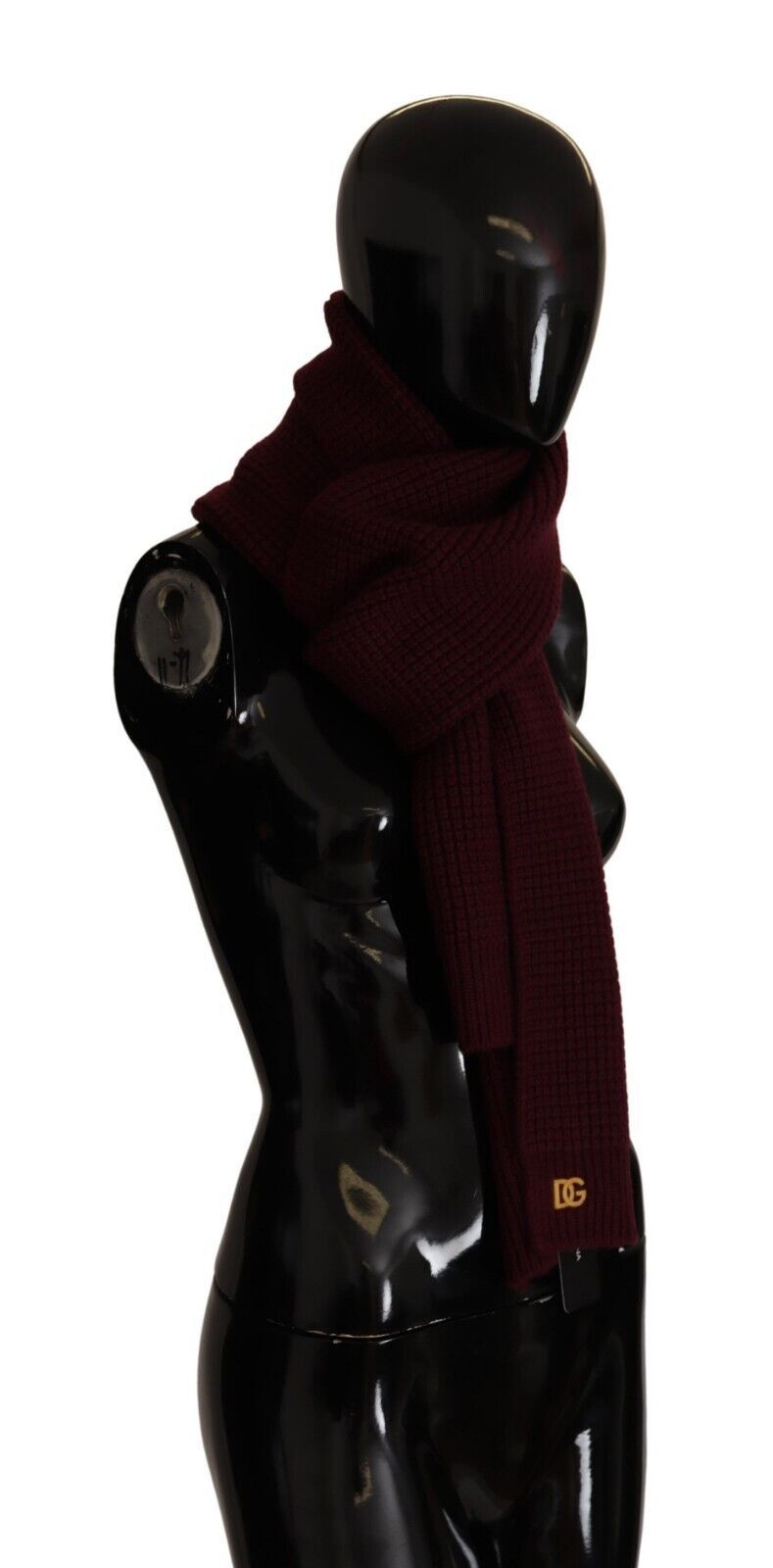 Elegant Cashmere Knit Scarf in Dark Red - ventzia