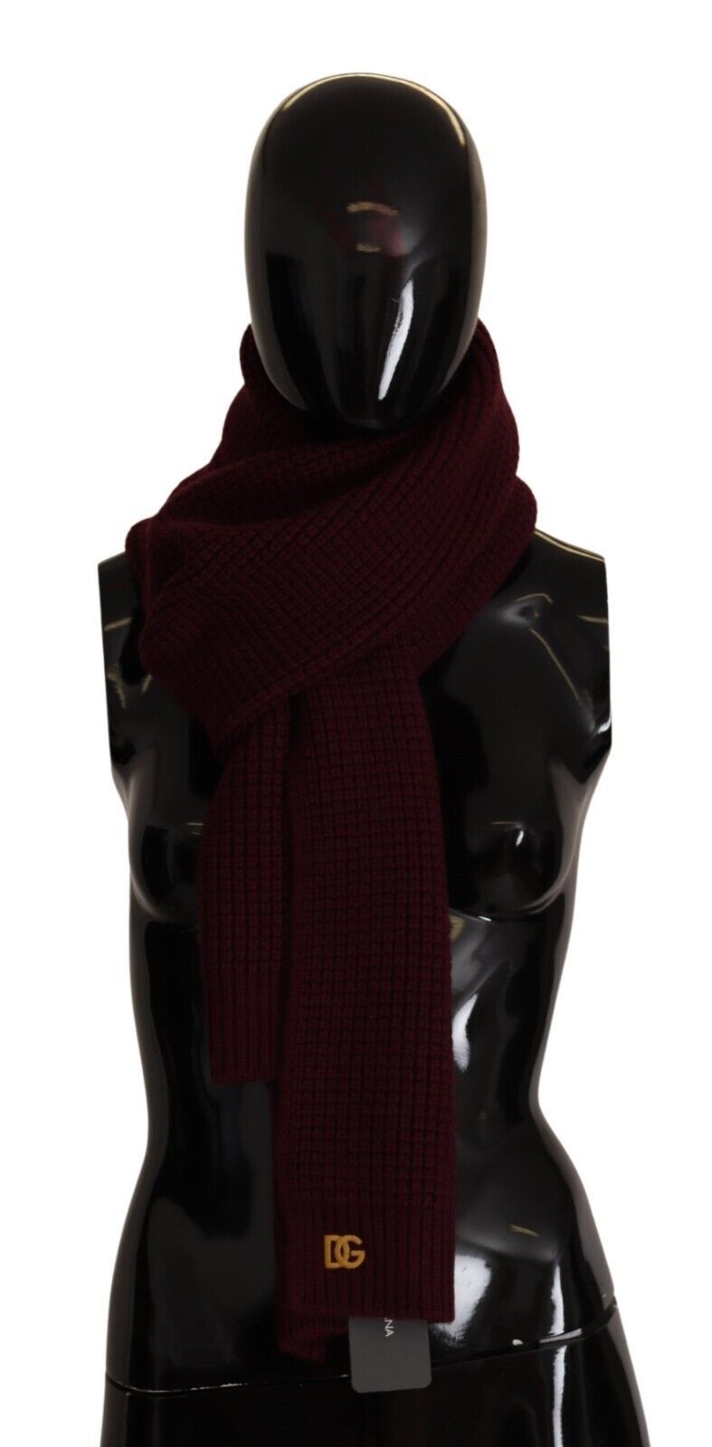Elegant Cashmere Knit Scarf in Dark Red - ventzia