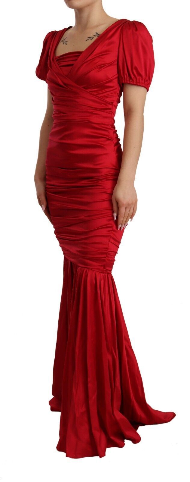 Elegant Red Silk Stretch Mermaid Dress - ventzia