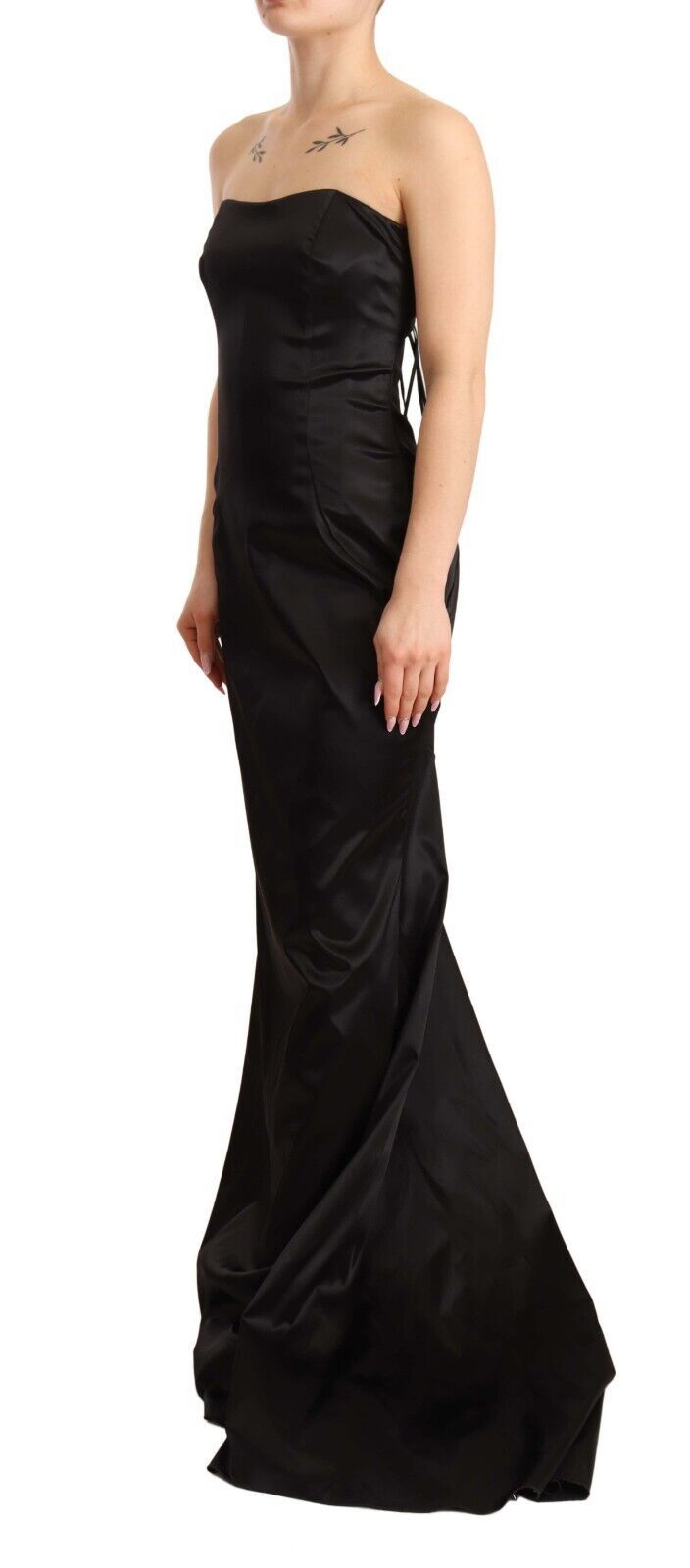 Elegant Black Strapless Mermaid Dress - ventzia