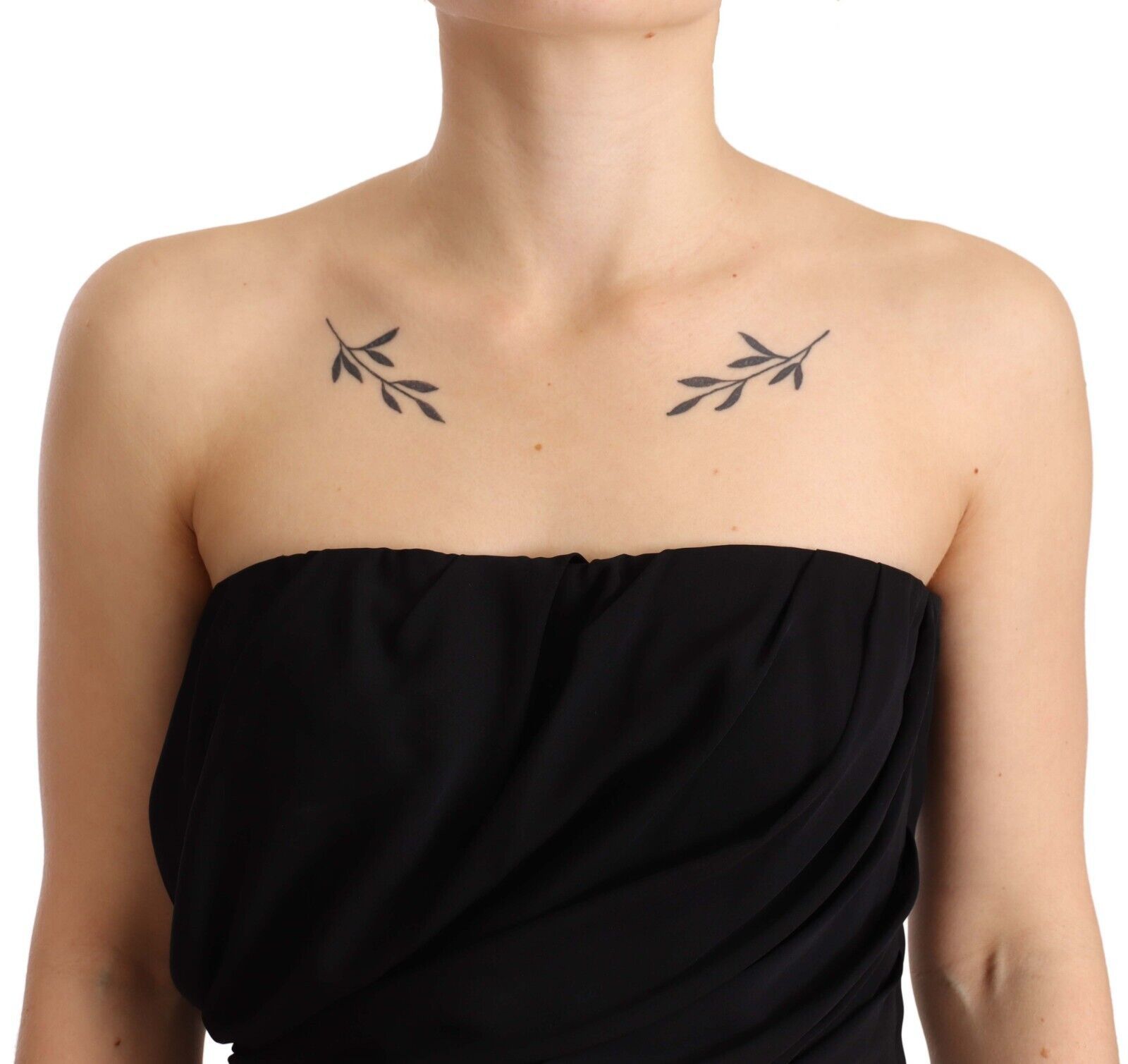 Elegant Strapless Silk Midi Dress - ventzia