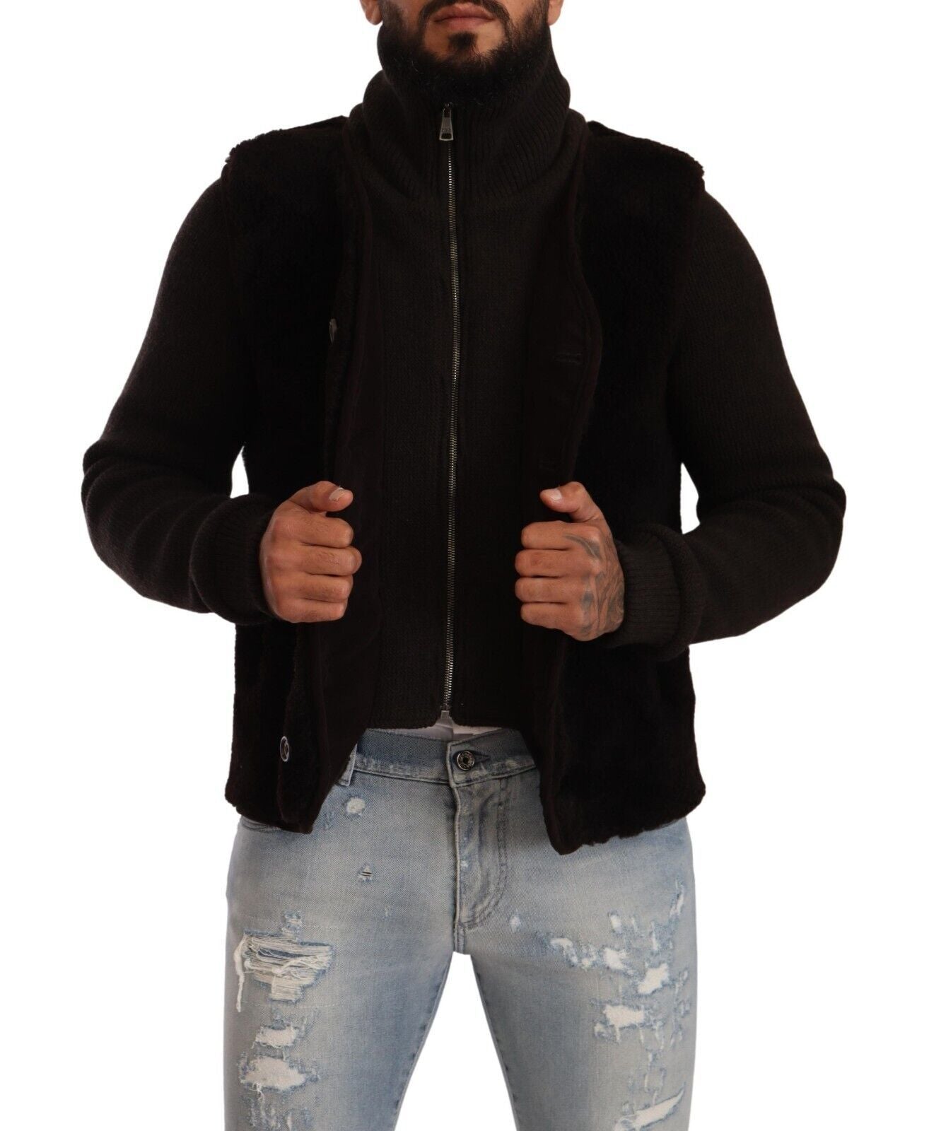 Elegant Leather Bomber Jacket - ventzia