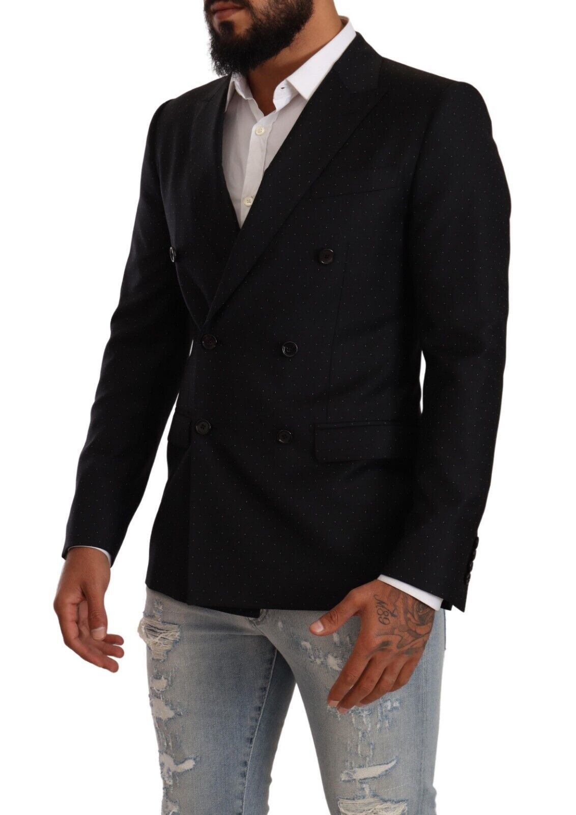 Elegant Black Dotted Formal Blazer - ventzia