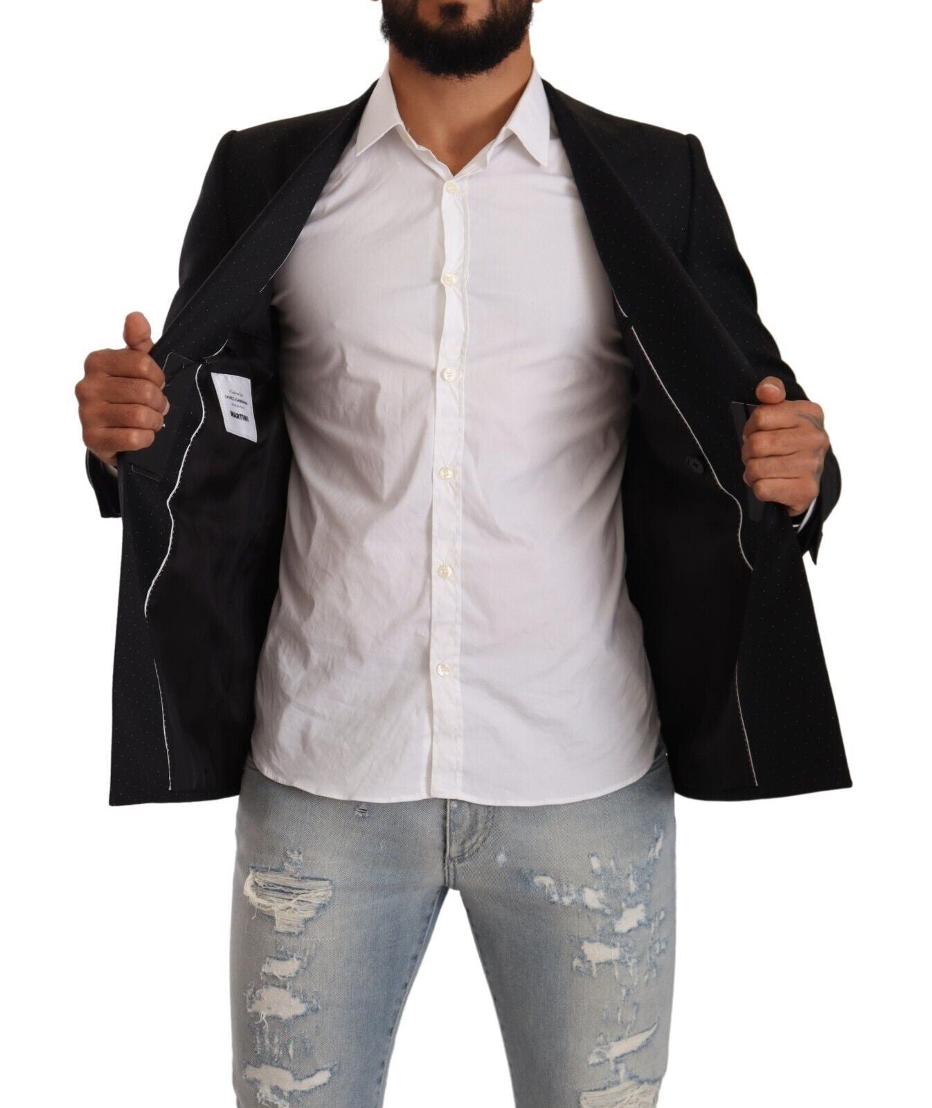Elegant Black Dotted Formal Blazer - ventzia