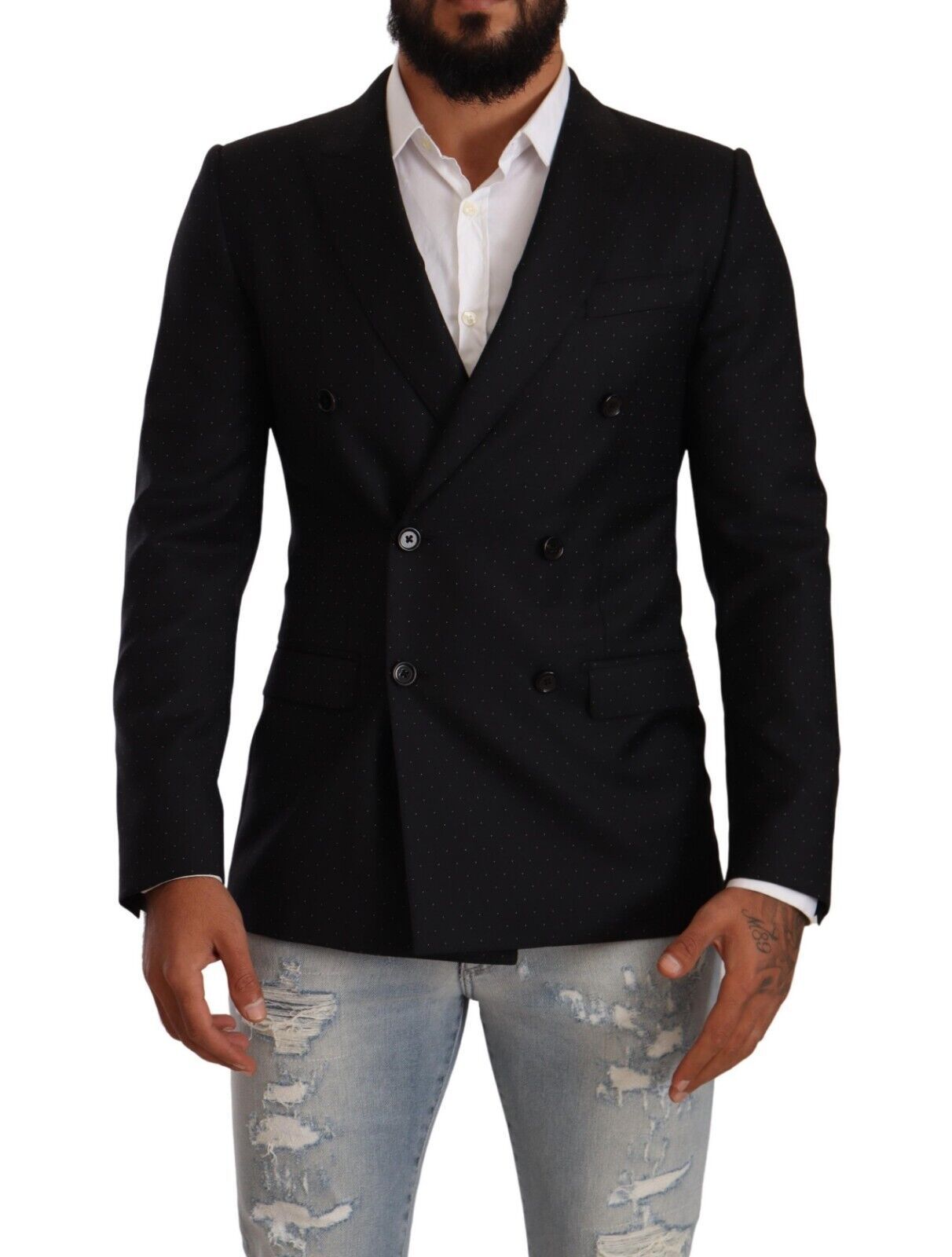 Elegant Black Dotted Formal Blazer - ventzia