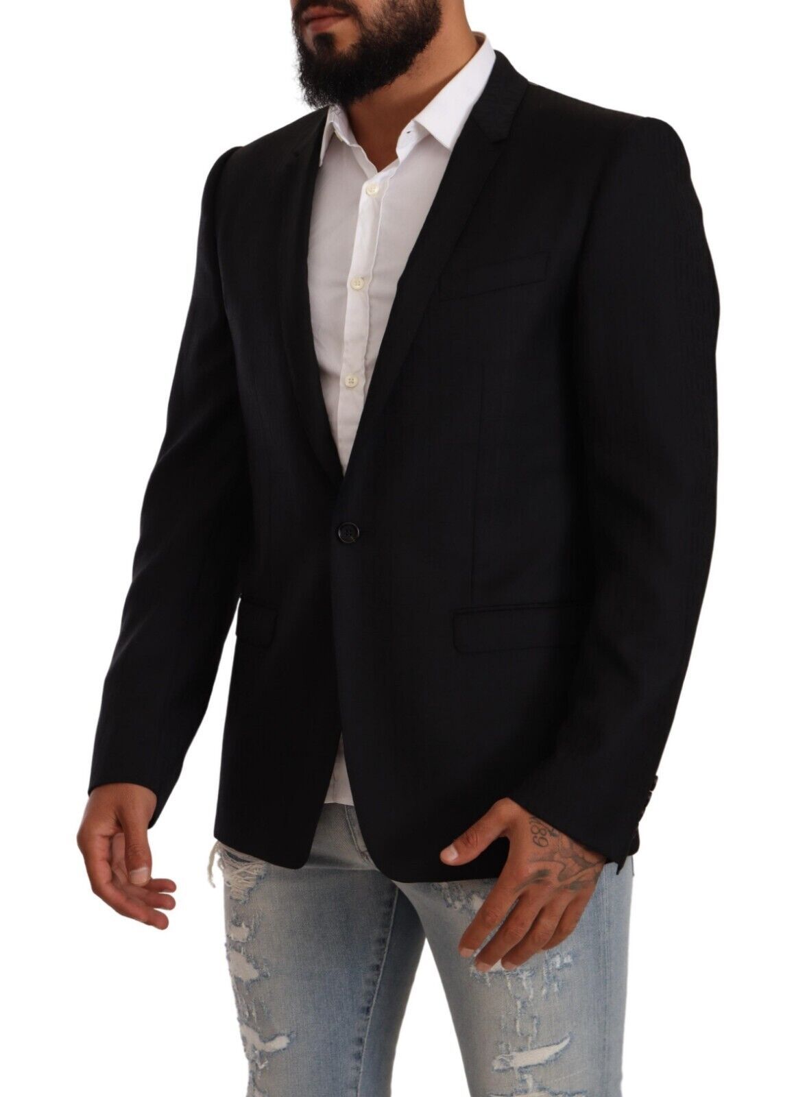 Exclusive Black Virgin Wool Blazer - ventzia