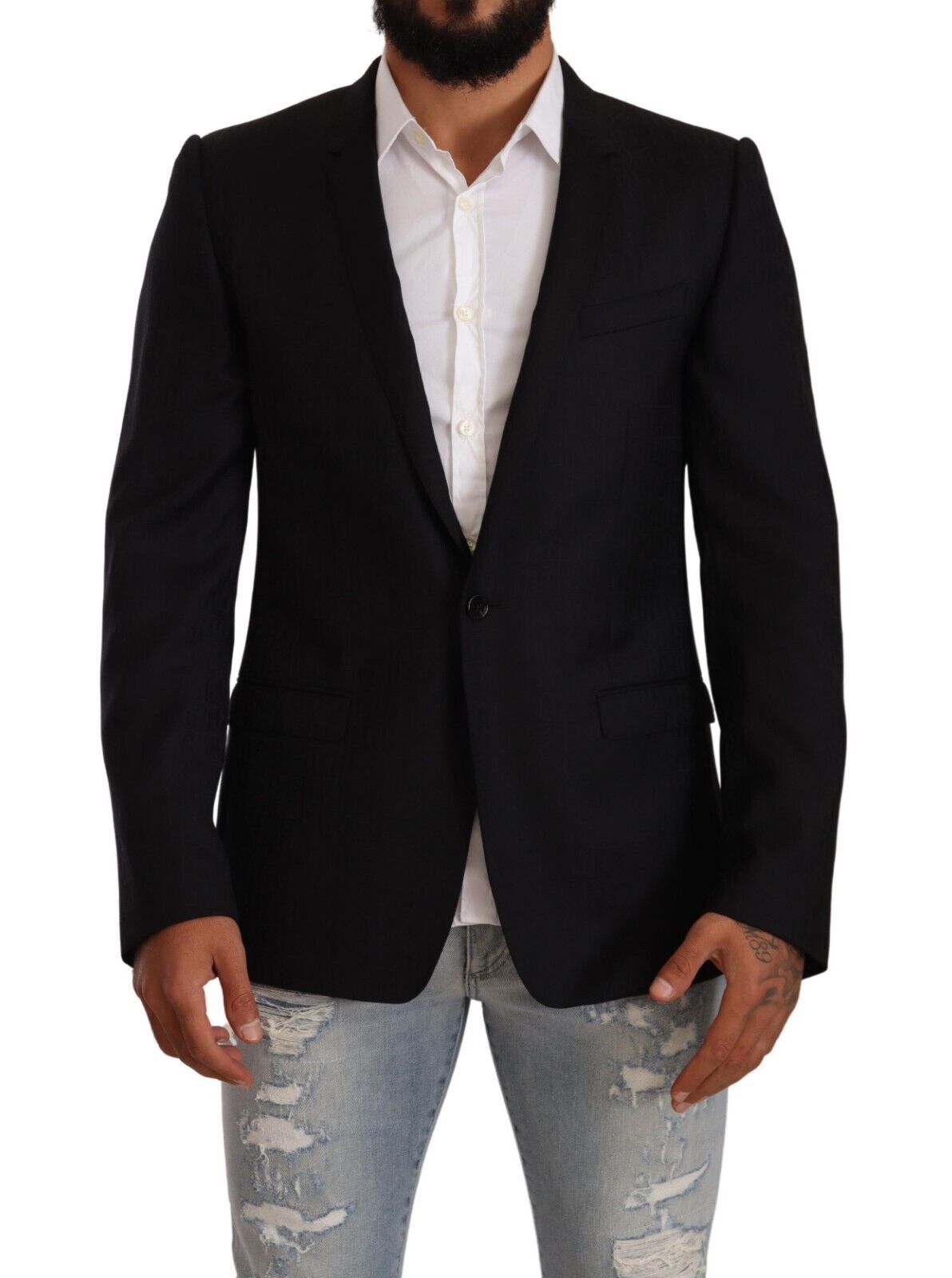 Exclusive Black Virgin Wool Blazer - ventzia