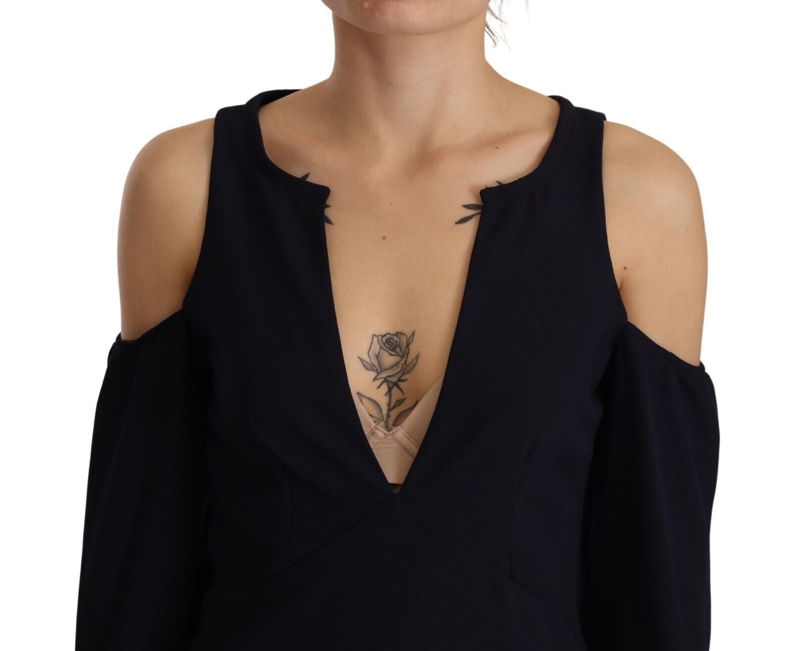 Chic Black Open Shoulder A-Line Dress - ventzia