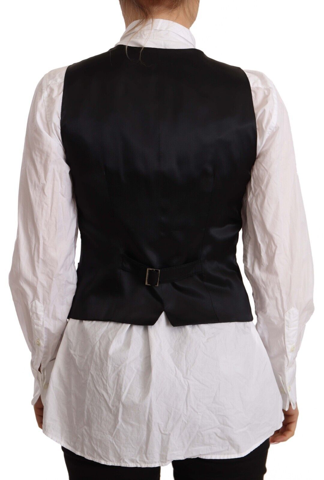 Elegant Black Wool Blend Waistcoat - ventzia