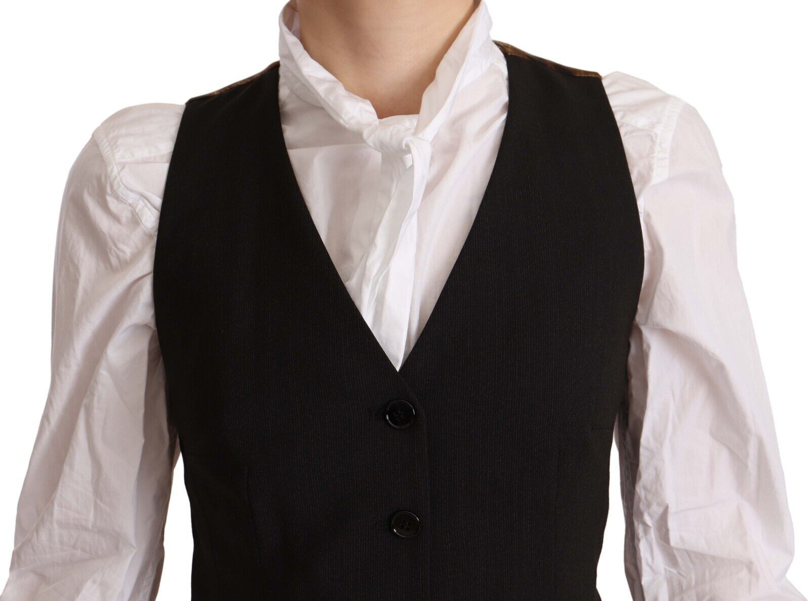Elegant Black Buttoned Vest Top - ventzia