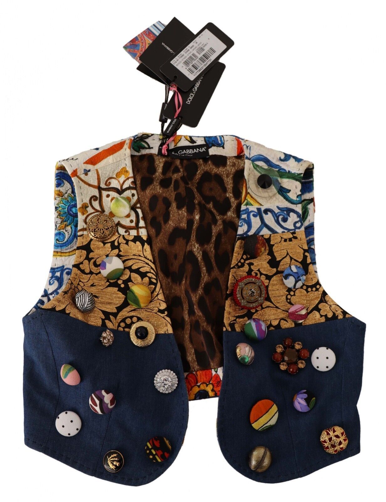 Multicolor Cropped Vest Top with Button Accents - ventzia