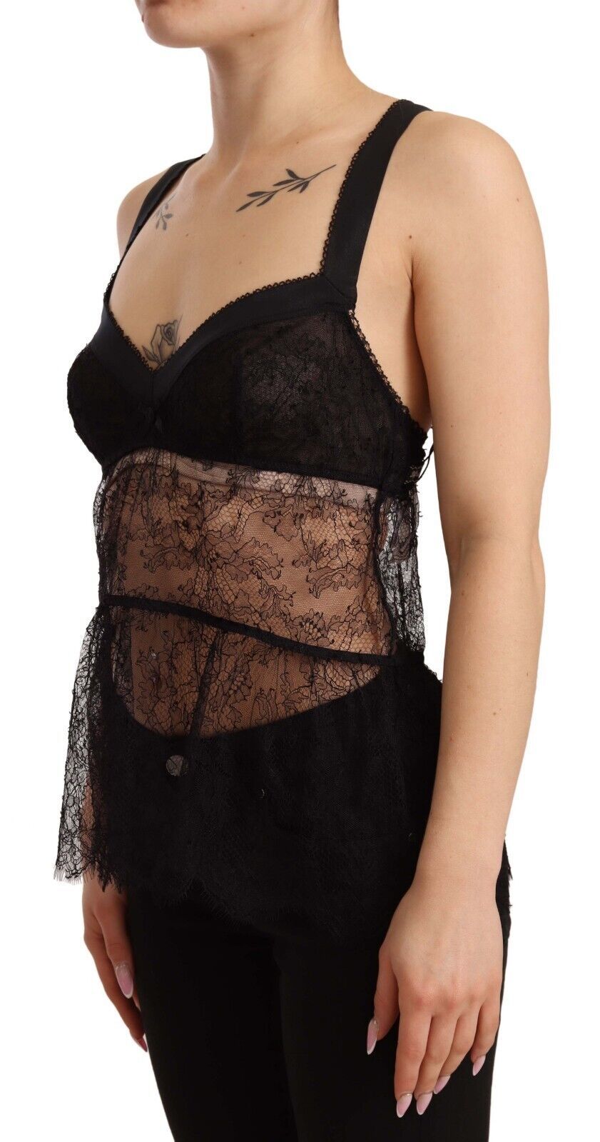 Elegant Black Silk Lingerie Chemise - ventzia