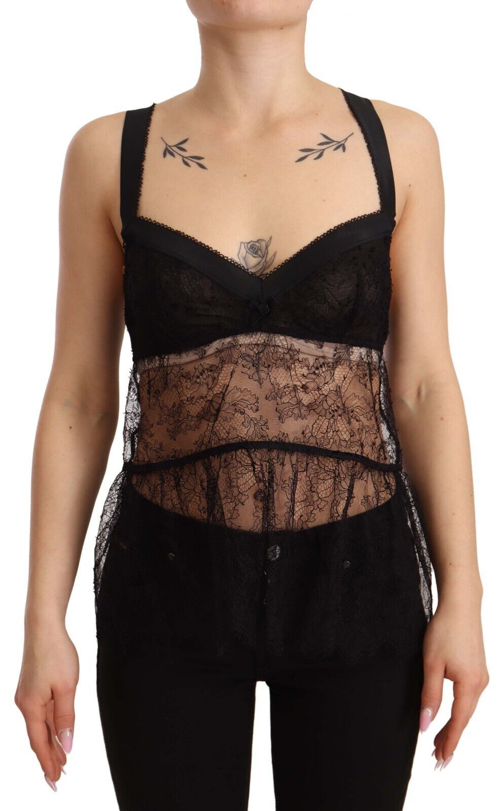 Elegant Black Silk Lingerie Chemise - ventzia