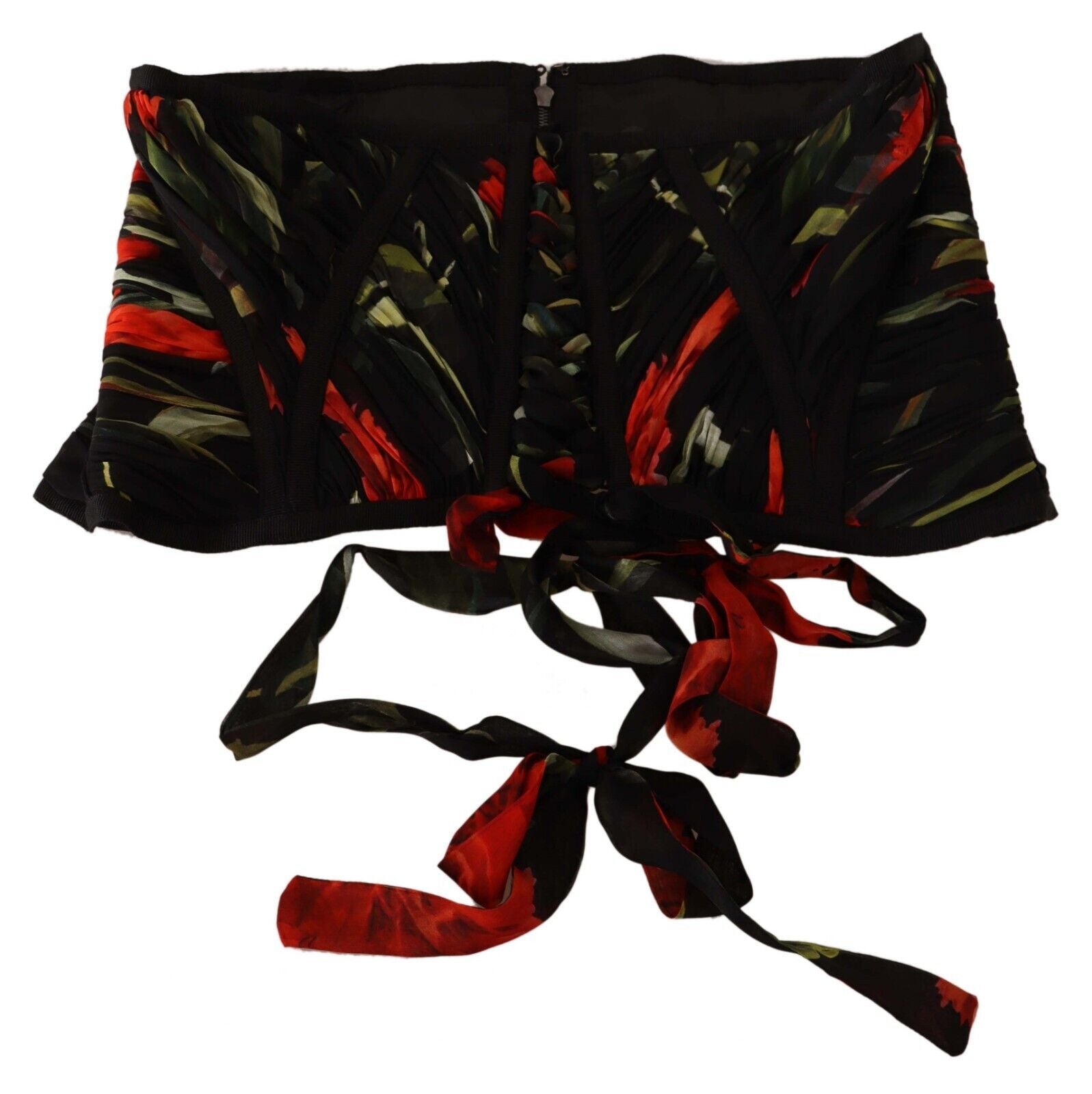 Elegant Black Silk Corset Belt Top - ventzia