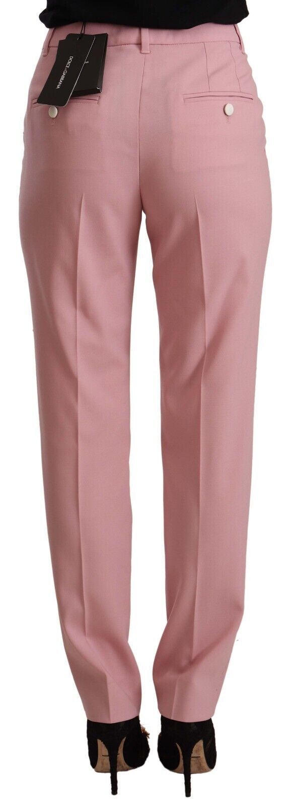 Elegant Pink High-Waisted Trousers - ventzia