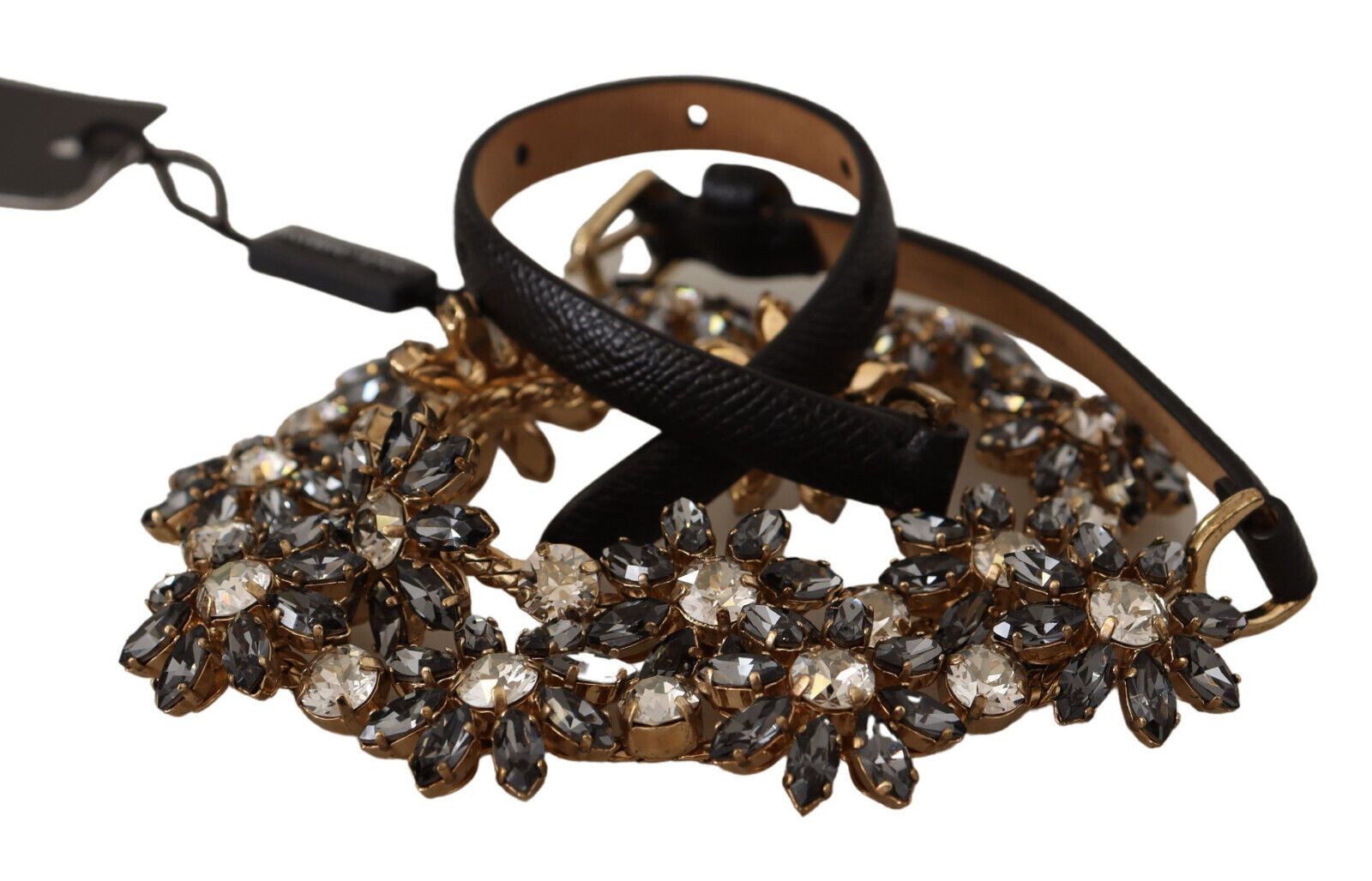 Elegant Crystal Daisy Chain Leather Belt - ventzia